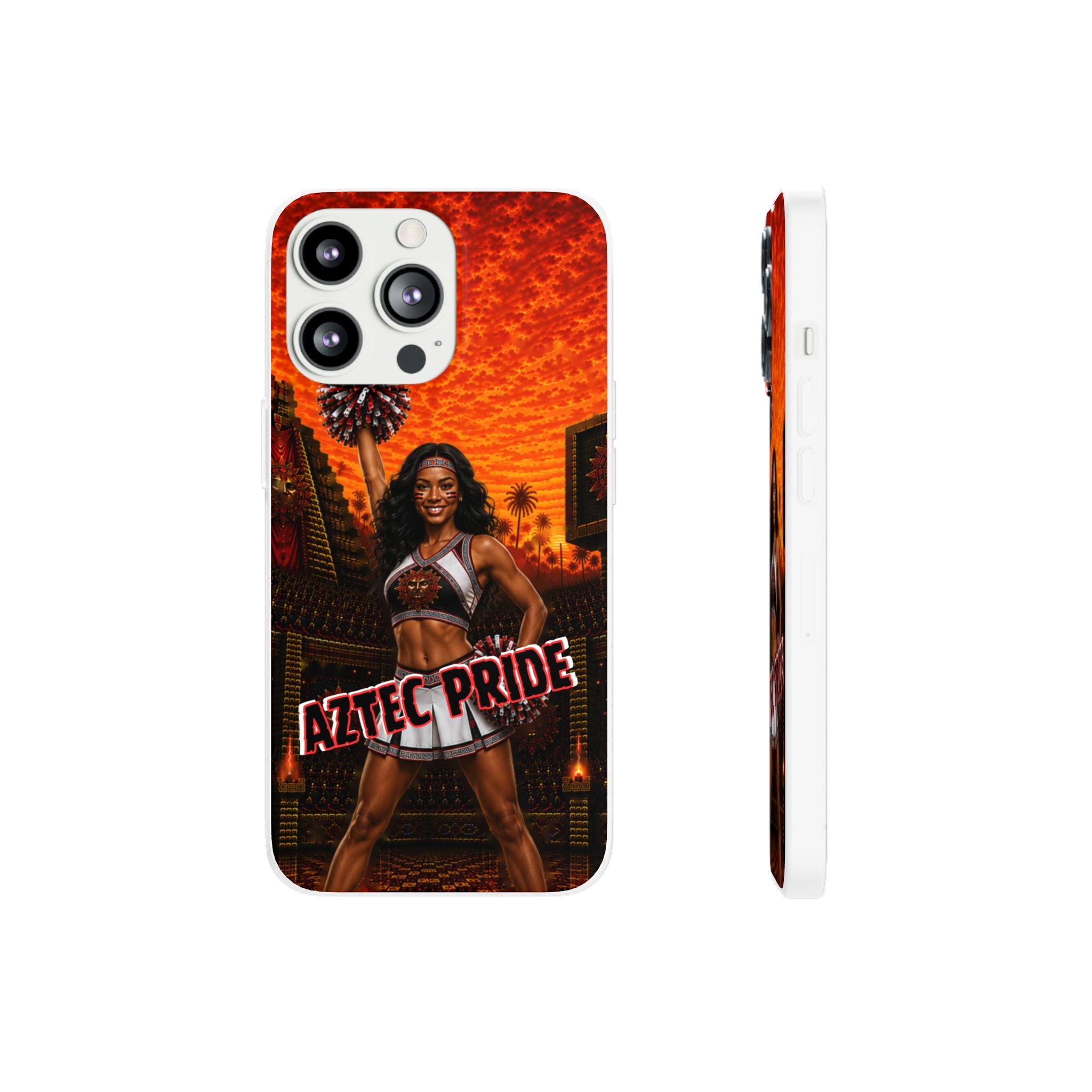 Aztec Cheerleader Warrior – Flexi Phone Case (iPhone & Samsung • Clear TPU • Made & Shipped in the USA • 🚚 FREE USA Shipping • Personalized Option)