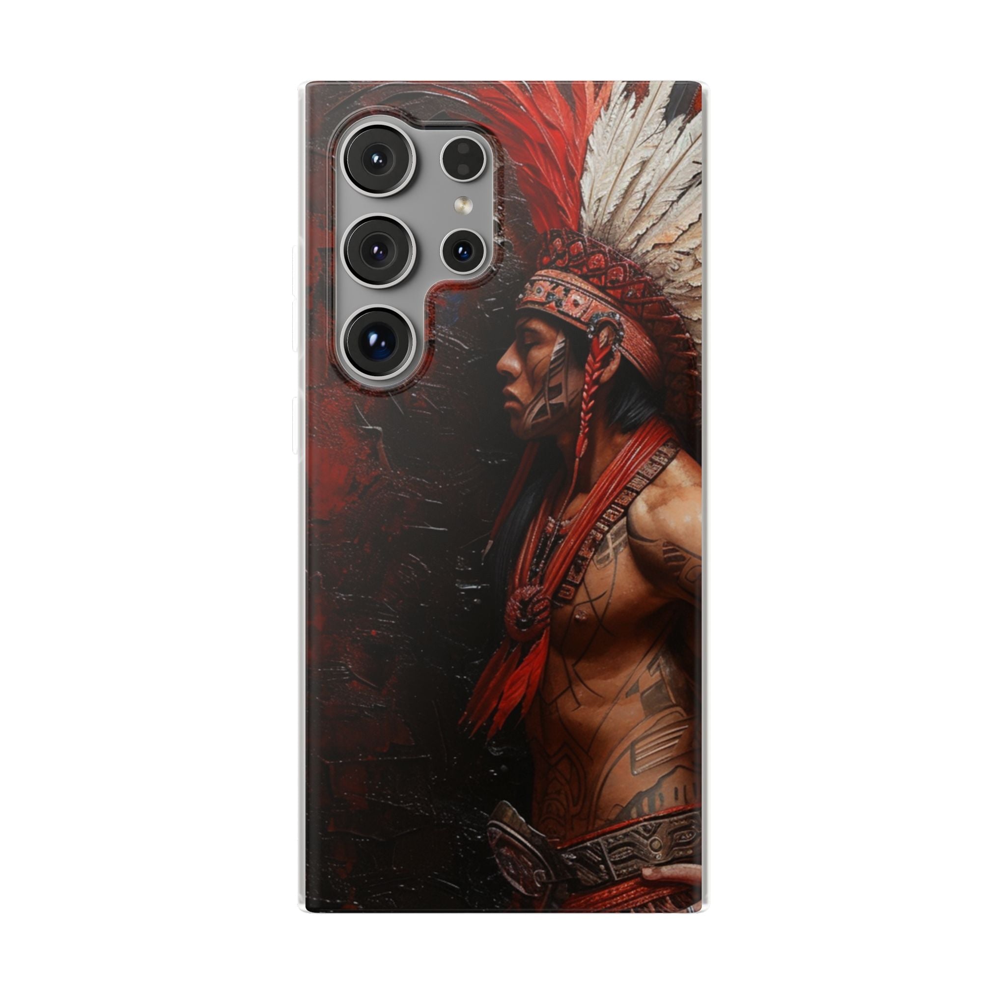 Aztec Noble Warrior – Flexi Phone Case (iPhone & Samsung • Clear TPU • Made in USA • Personalized Option)
