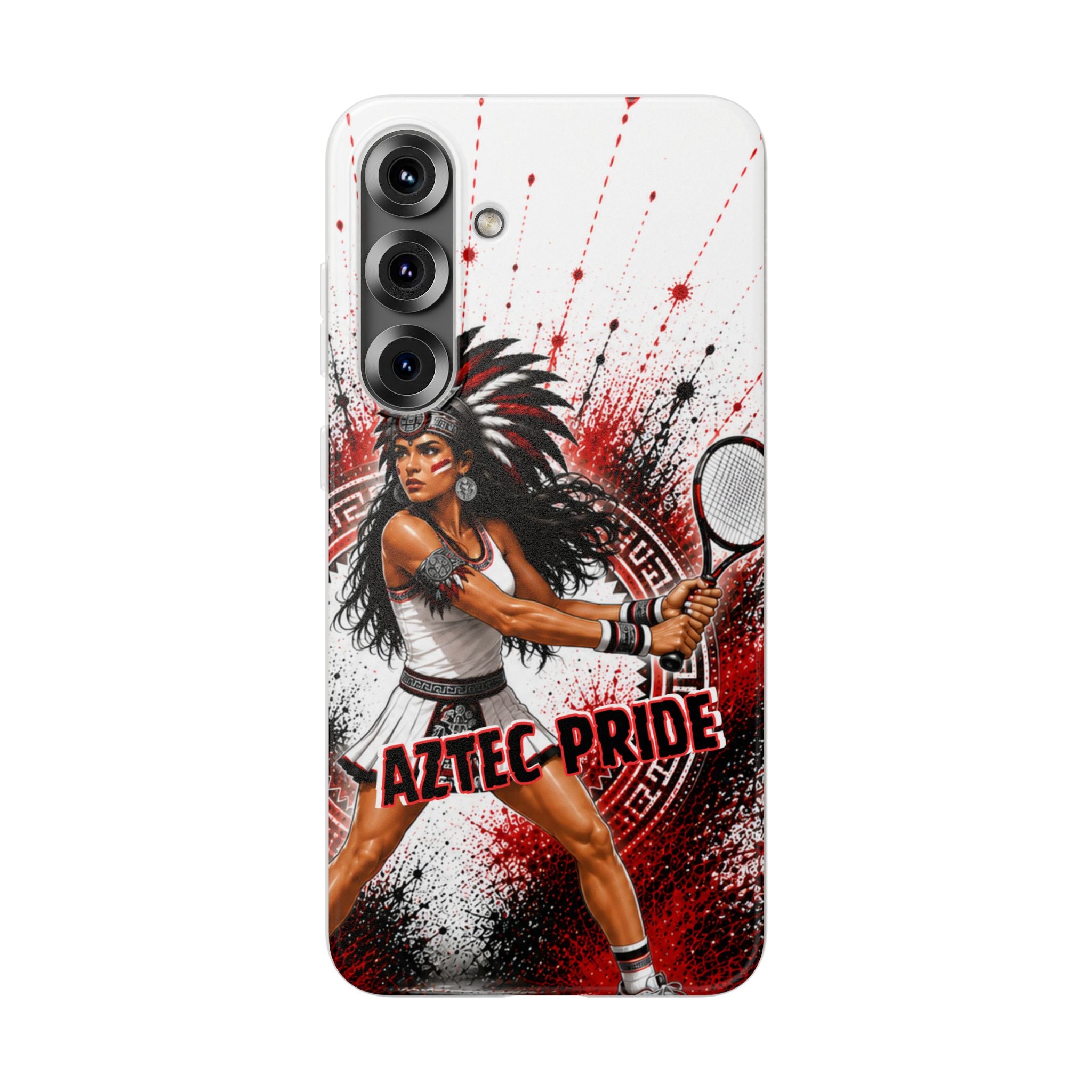 Aztec Tennis Female Warrior – Flexi Phone Case (iPhone & Samsung • Clear TPU • Made & Shipped in the USA • 🚚 FREE USA Shipping • Personalized Option)