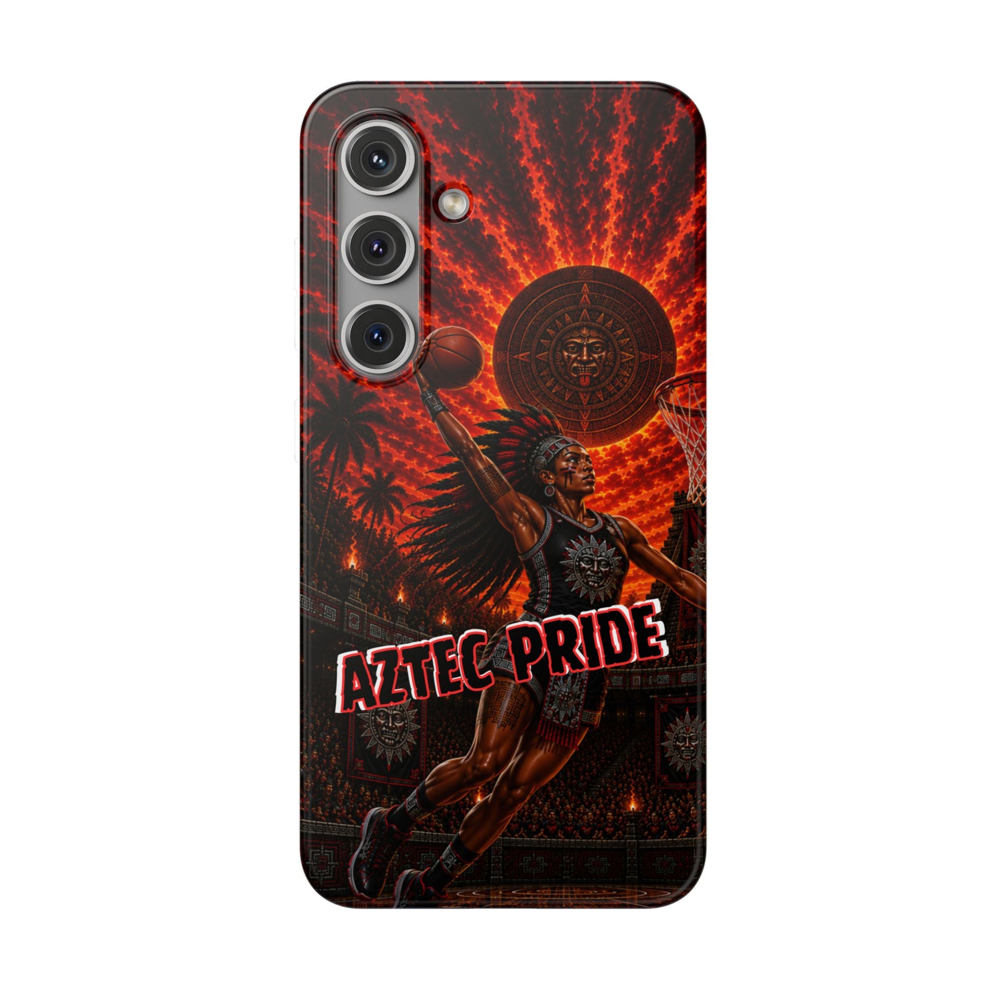 Aztec Basketball Female Warrior – Flexi Phone Case (iPhone & Samsung • Clear TPU • Made & Shipped in the USA • 🚚 FREE USA Shipping • Personalized Option)