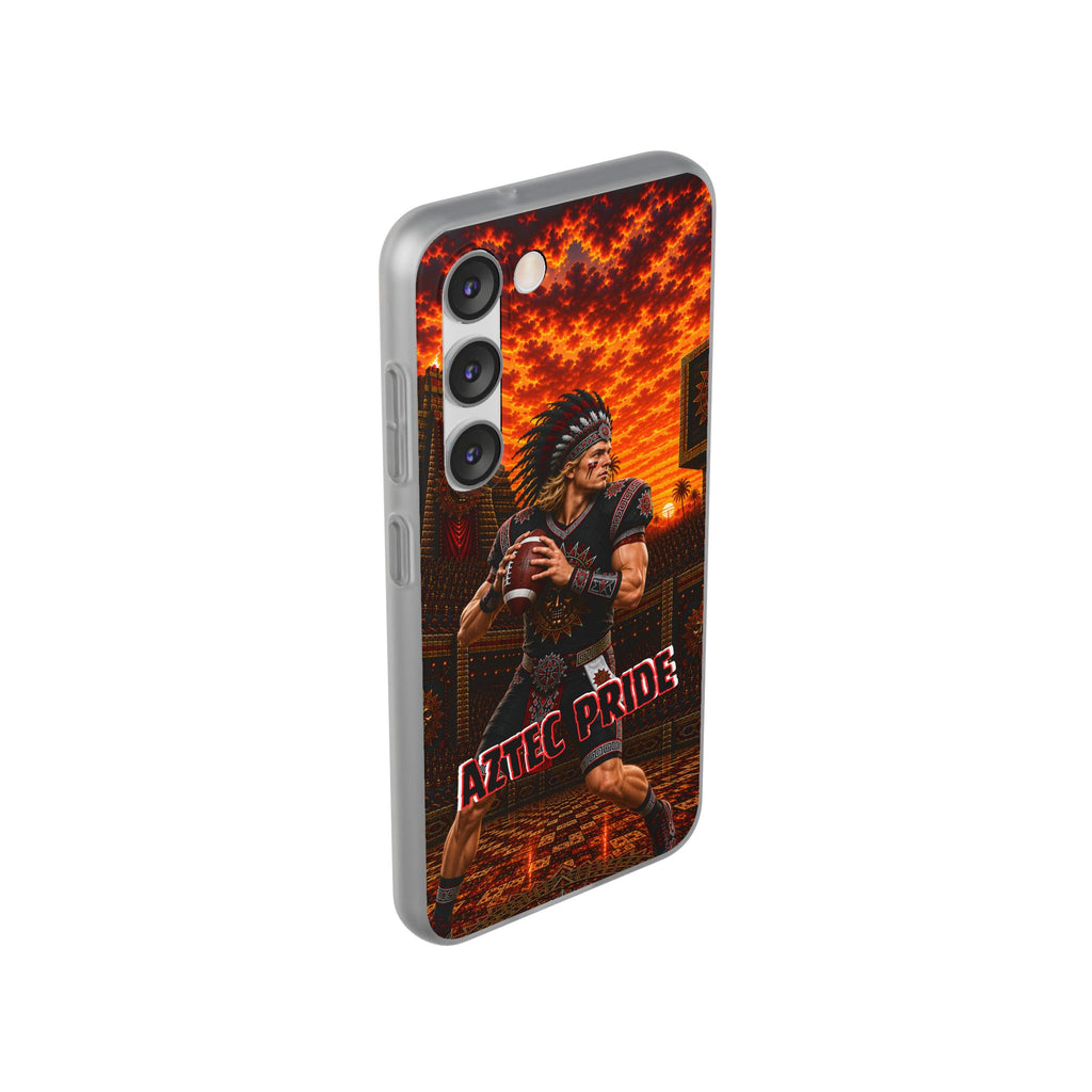 Aztec Football Warrior – Flexi Phone Case (iPhone & Samsung • Clear TPU • Made & Shipped in the USA • 🚚 FREE USA Shipping • Personalized Option)