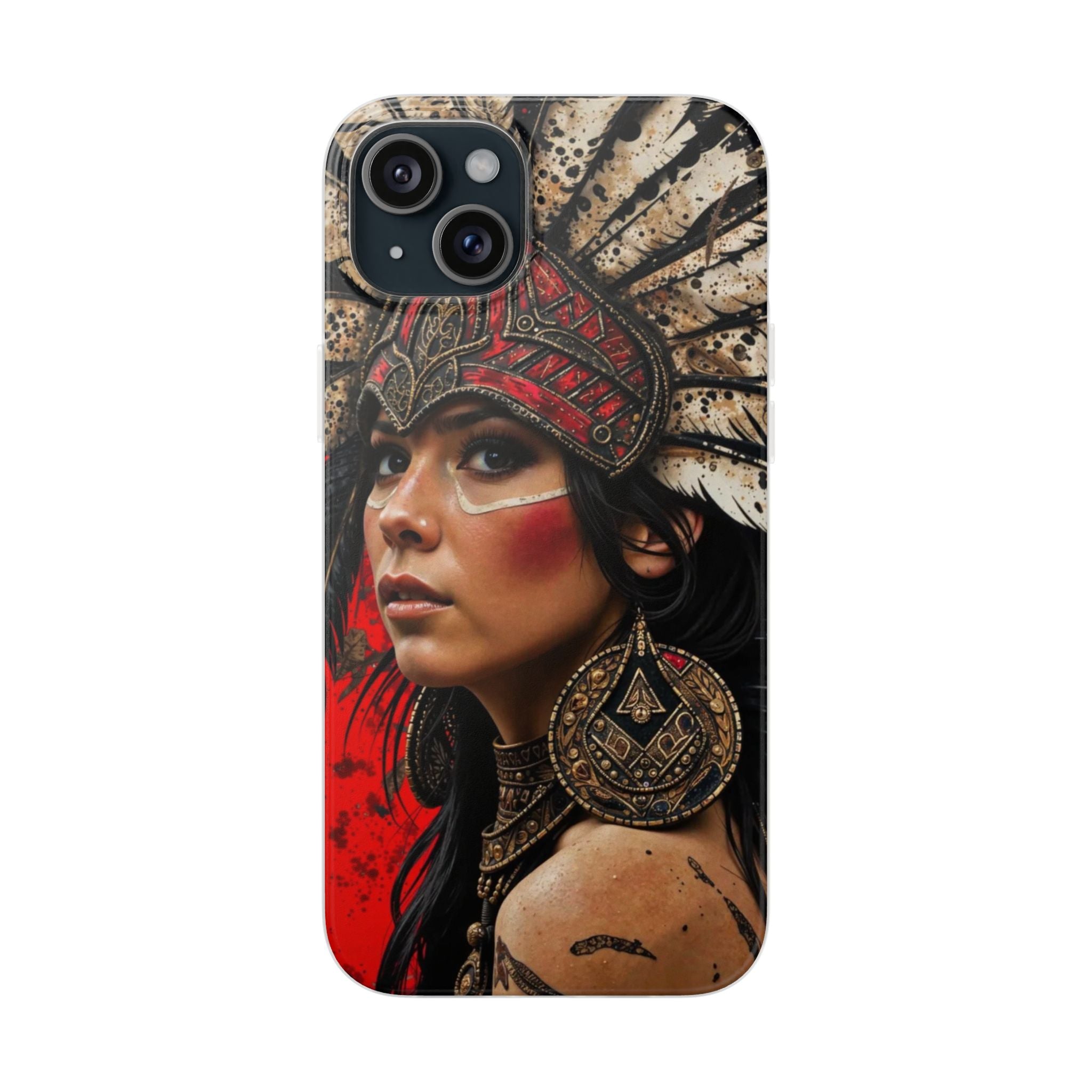 Aztec Moon Goddess – Flexi Phone Case (iPhone & Samsung • Clear TPU • Made in USA • Personalized Option)