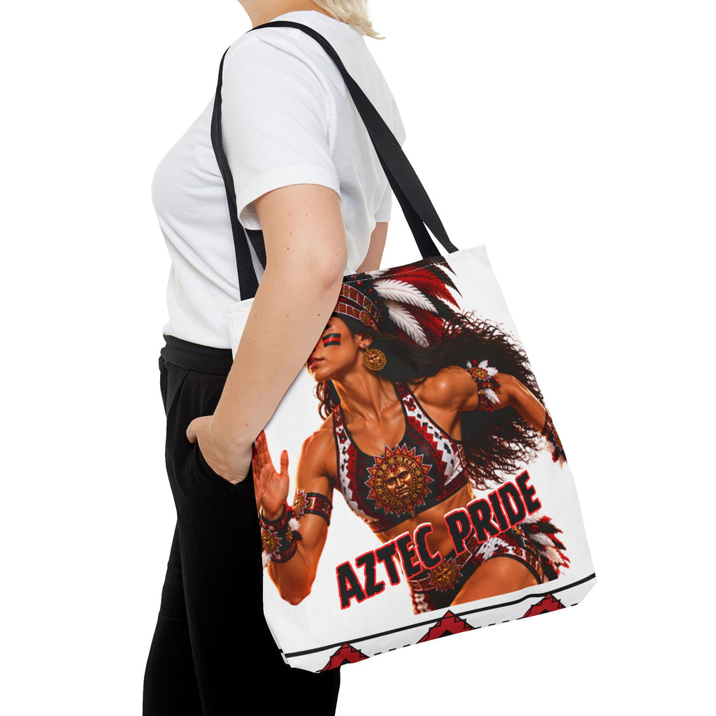 Aztec Track Female Warrior Tote Bag | Aztec-Inspired AI Art • Made & Shipped in the USA • 🚚 FREE USA Shipping • FREE Personalization