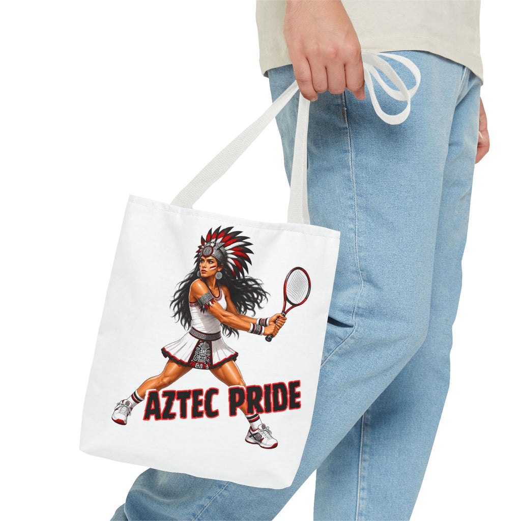 Aztec Tennis Female Warrior Tote Bag | Aztec-Inspired AI Art • Made & Shipped in the USA • 🚚 FREE USA Shipping • FREE Personalization