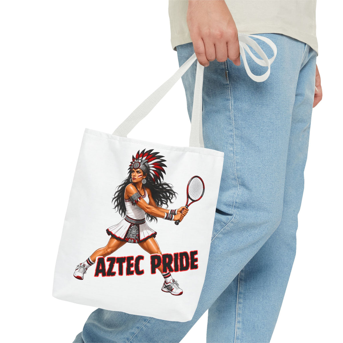 Aztec Tennis Female Warrior Tote Bag | Aztec-Inspired AI Art • Made & Shipped in the USA • 🚚 FREE USA Shipping • FREE Personalization