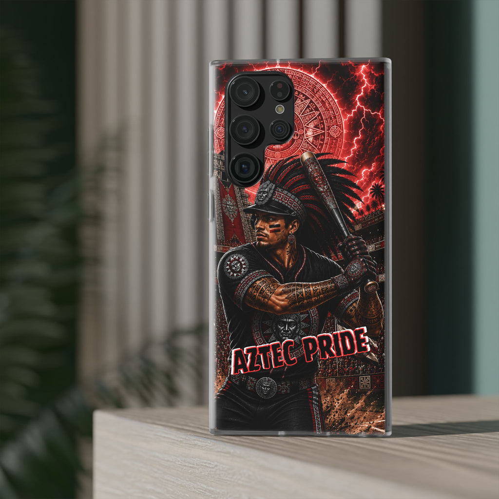 Aztec Baseball Warrior – Flexi Phone Case (iPhone & Samsung • Clear TPU • Made & Shipped in the USA • 🚚 FREE USA Shipping • Personalized Option)