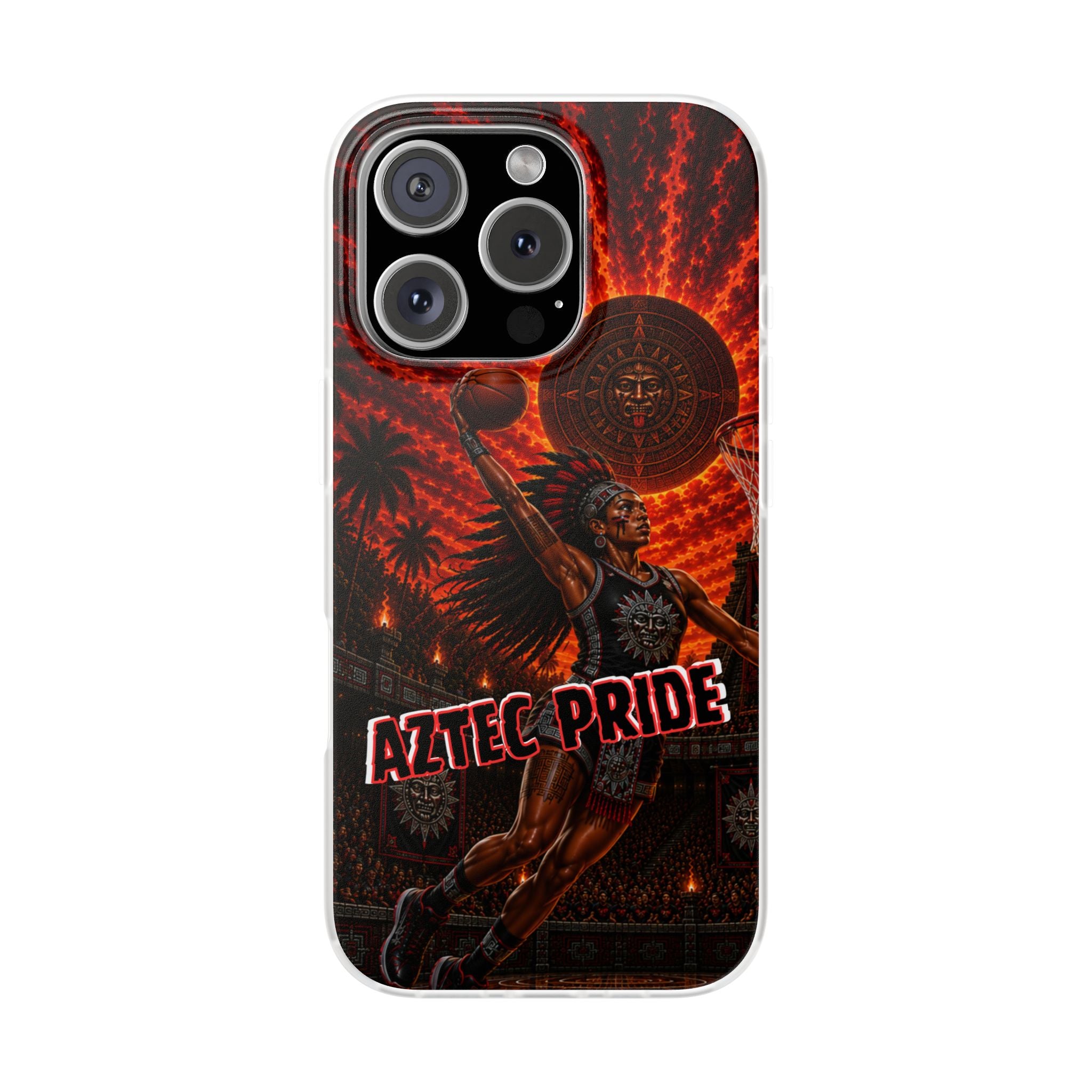 Aztec Basketball Female Warrior – Flexi Phone Case (iPhone & Samsung • Clear TPU • Made & Shipped in the USA • 🚚 FREE USA Shipping • Personalized Option)