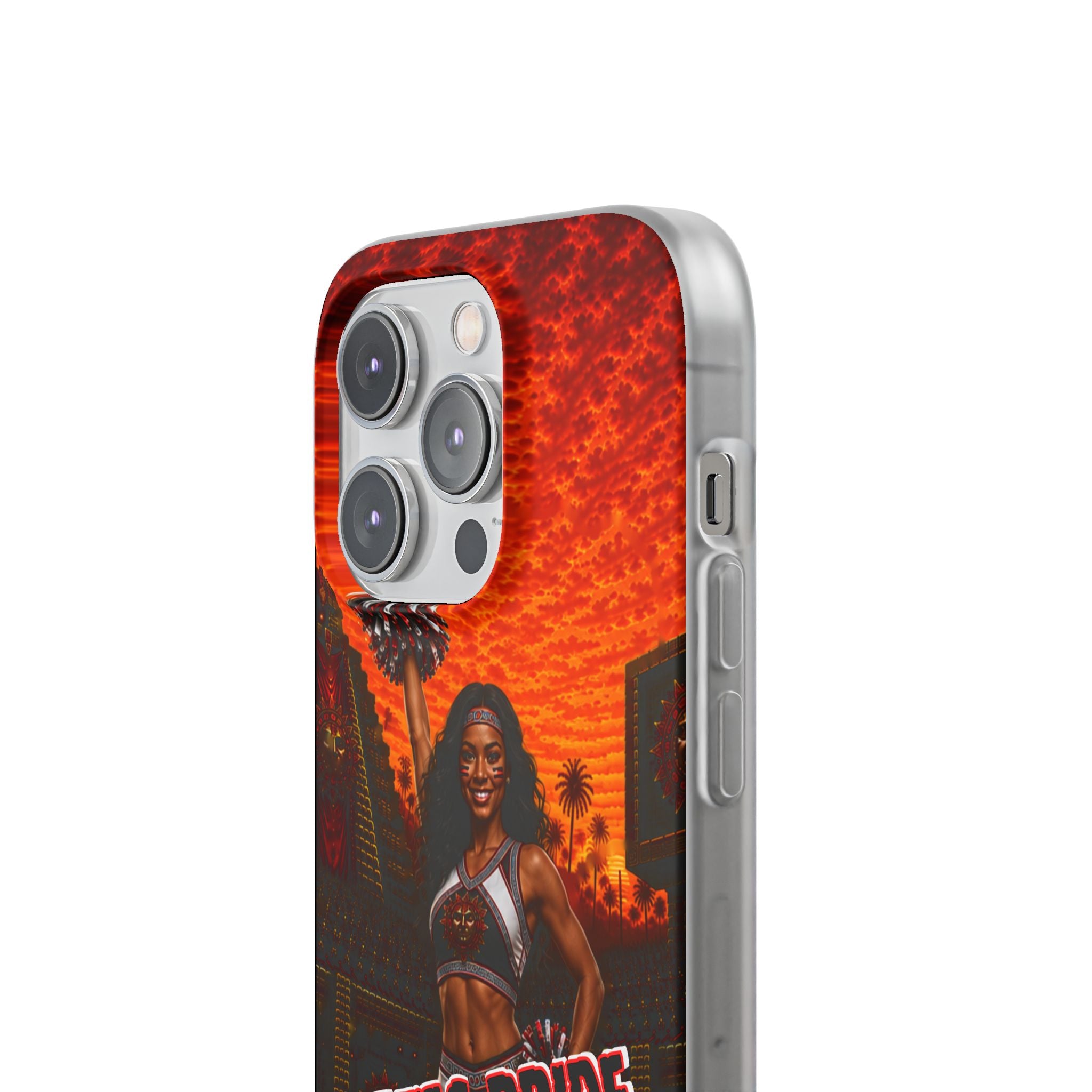 Aztec Cheerleader Warrior – Flexi Phone Case (iPhone & Samsung • Clear TPU • Made & Shipped in the USA • 🚚 FREE USA Shipping • Personalized Option)