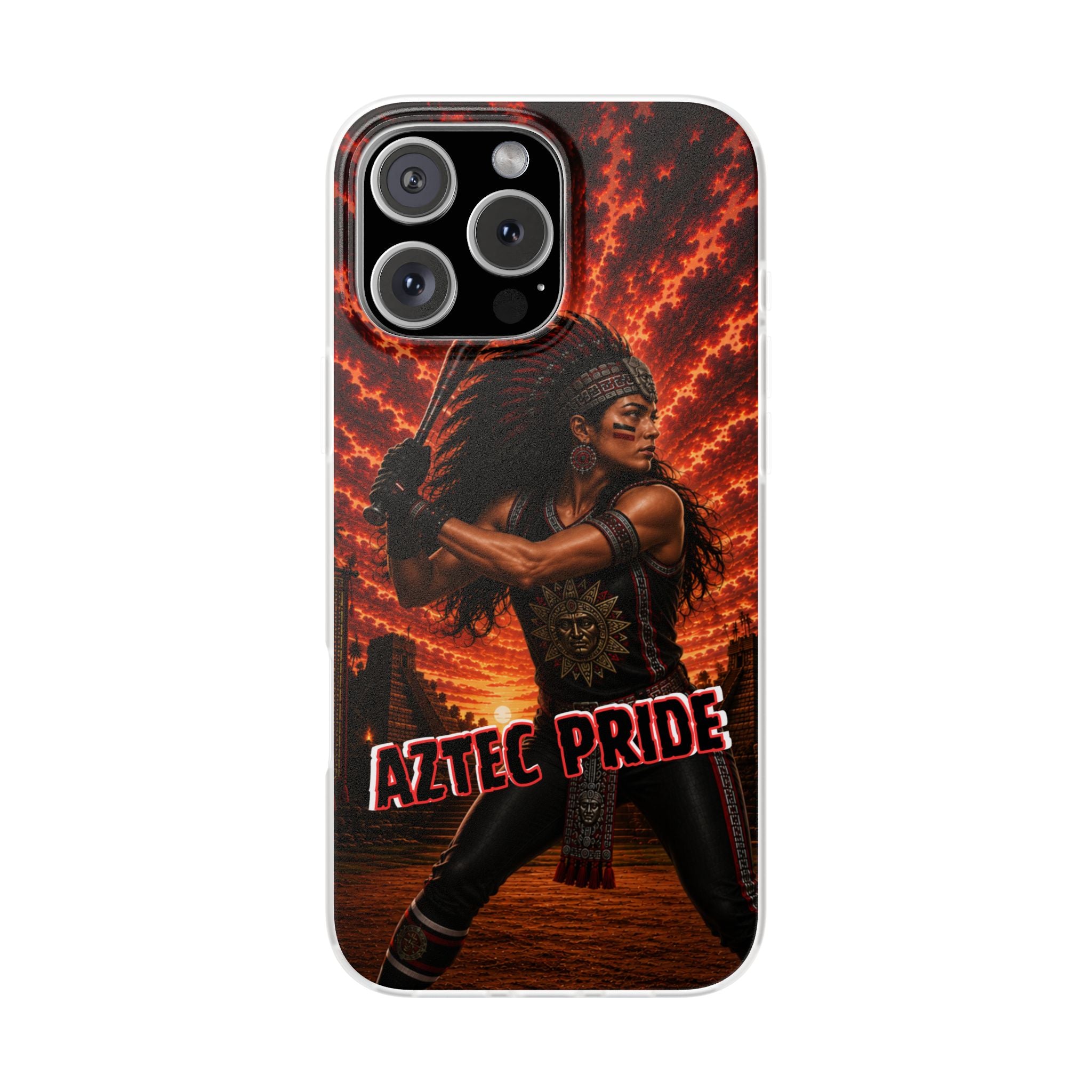 Aztec Softball Warrior – Flexi Phone Case (iPhone & Samsung • Clear TPU • Made & Shipped in the USA • 🚚 FREE USA Shipping • Personalized Option)