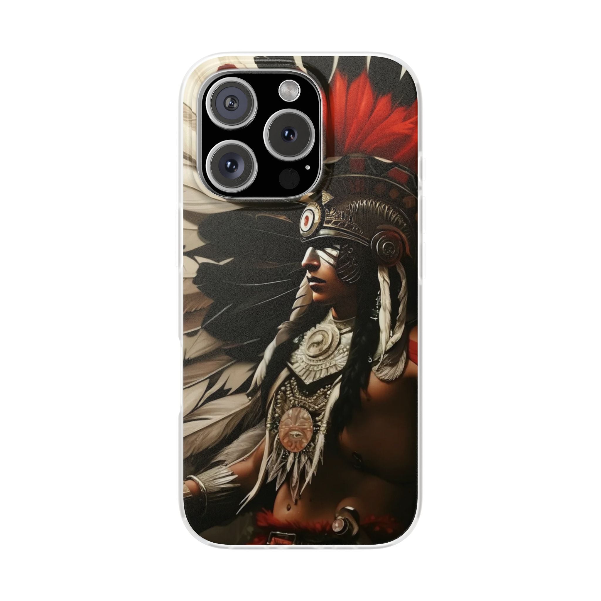 Aztec Fierce Warrior – Flexi Phone Case (iPhone & Samsung • Clear TPU • Made in USA • Personalized Option)