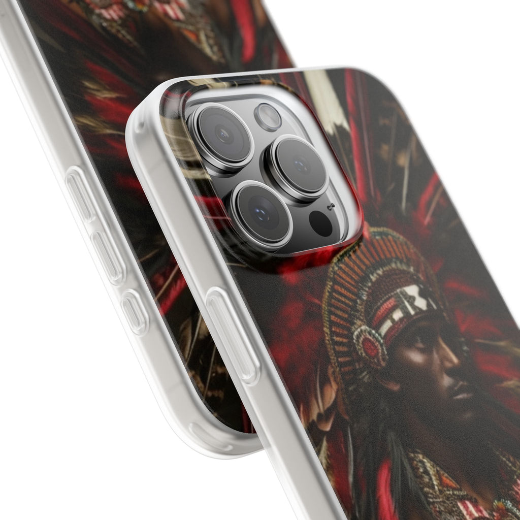 Aztec Panther Warrior – Flexi Phone Case (iPhone & Samsung • Clear TPU • Made in USA • Personalized Option)