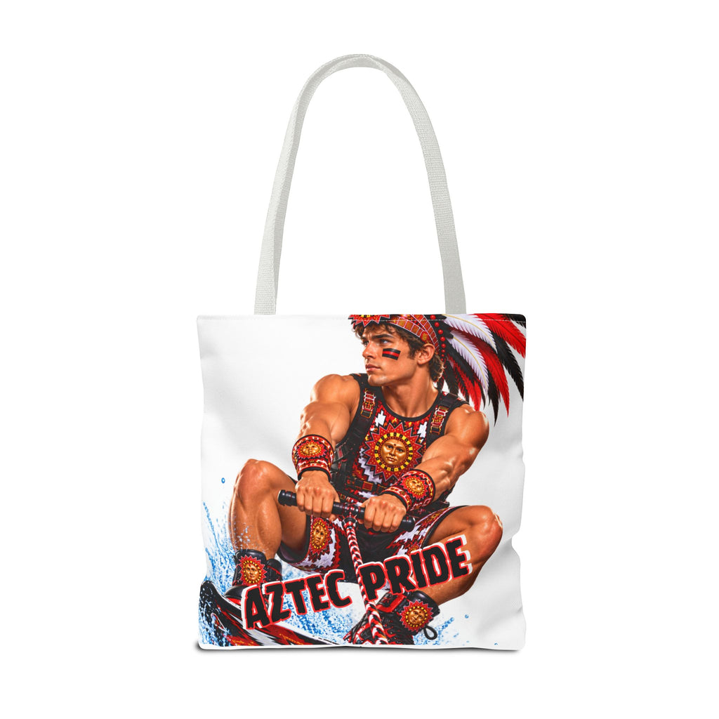 Aztec Waterski Wakeboard Warrior Tote Bag | Aztec-Inspired AI Art • Made & Shipped in the USA • 🚚 FREE USA Shipping • FREE Personalization