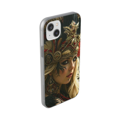 Aztec Fireheart Queen – Flexi Phone Case (iPhone & Samsung • Clear TPU • Made in USA • Personalized Option)