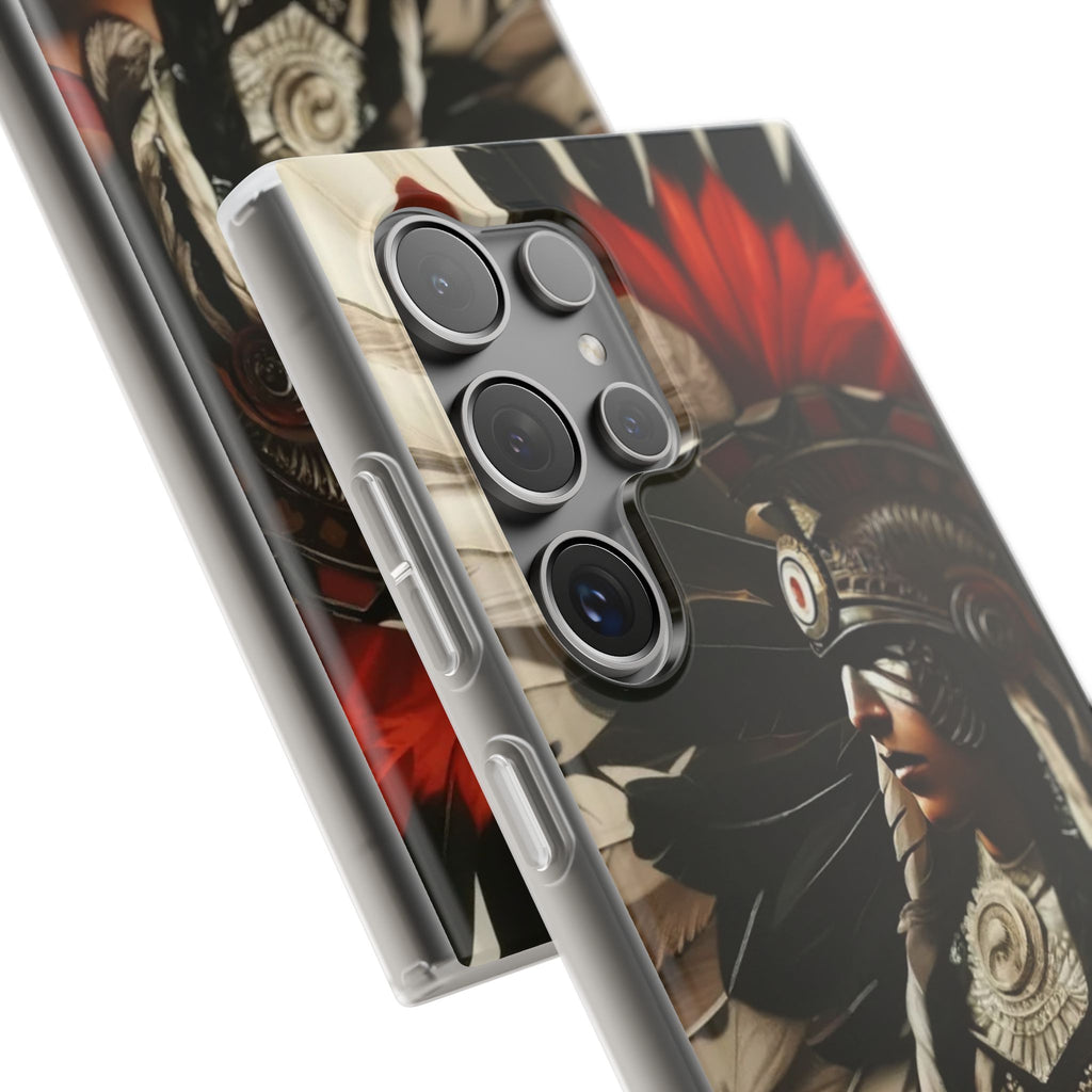 Aztec Fierce Warrior – Flexi Phone Case (iPhone & Samsung • Clear TPU • Made in USA • Personalized Option)