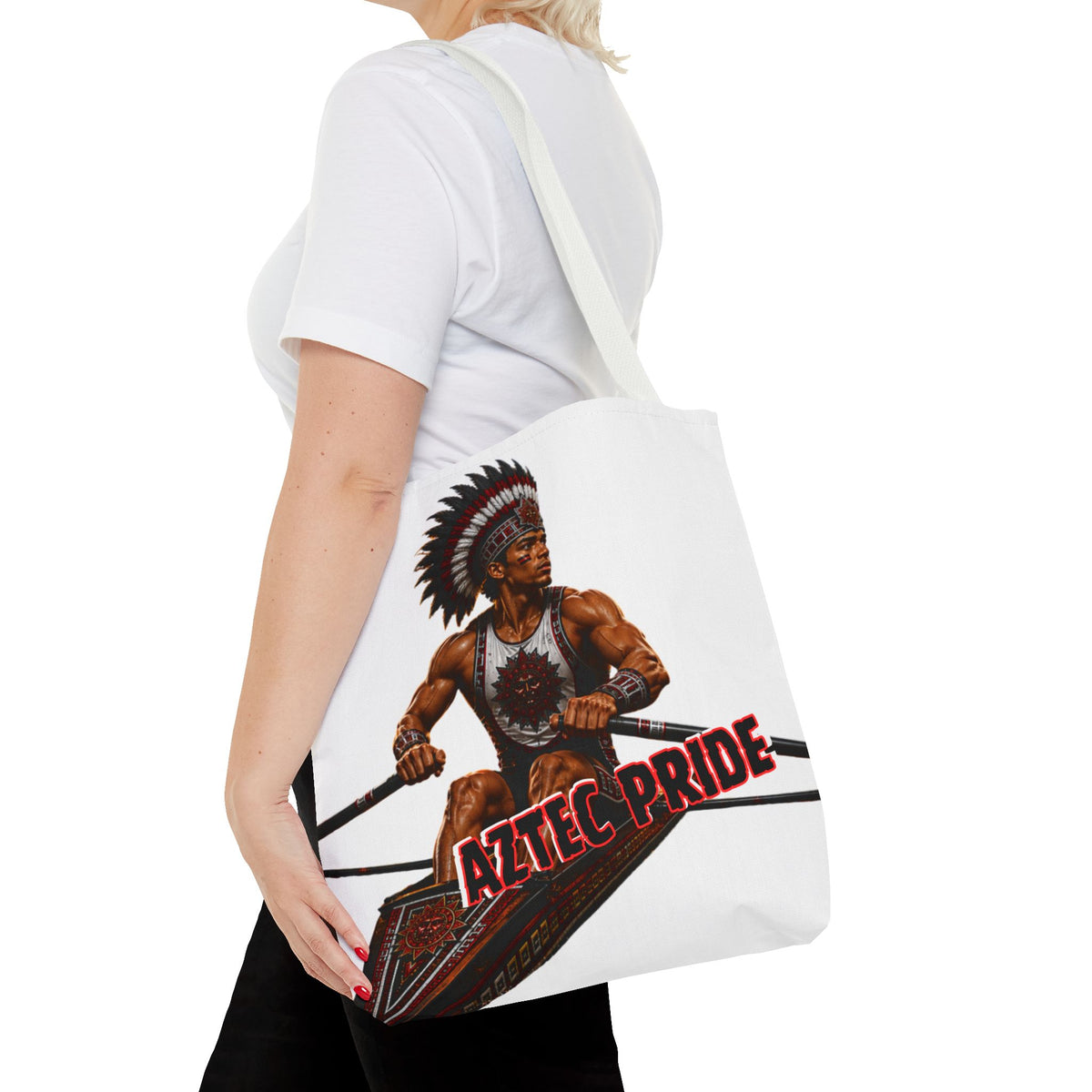 Aztec Rowing Warrior Tote Bag | Aztec-Inspired AI Art • Made & Shipped in the USA • 🚚 FREE USA Shipping • FREE Personalization
