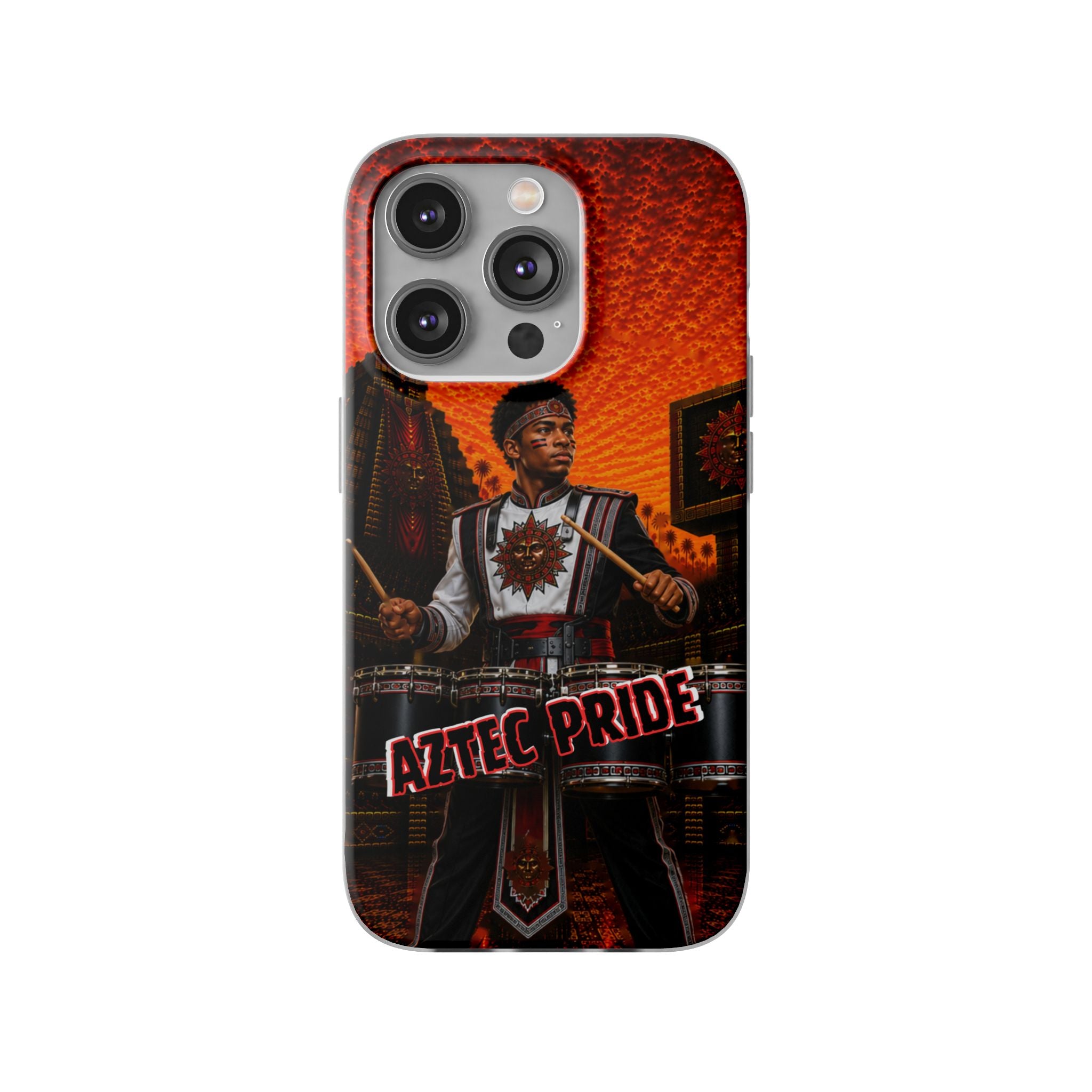 Aztec Band Warrior – Flexi Phone Case (iPhone & Samsung • Clear TPU • Made & Shipped in the USA • 🚚 FREE USA Shipping • Personalized Option)