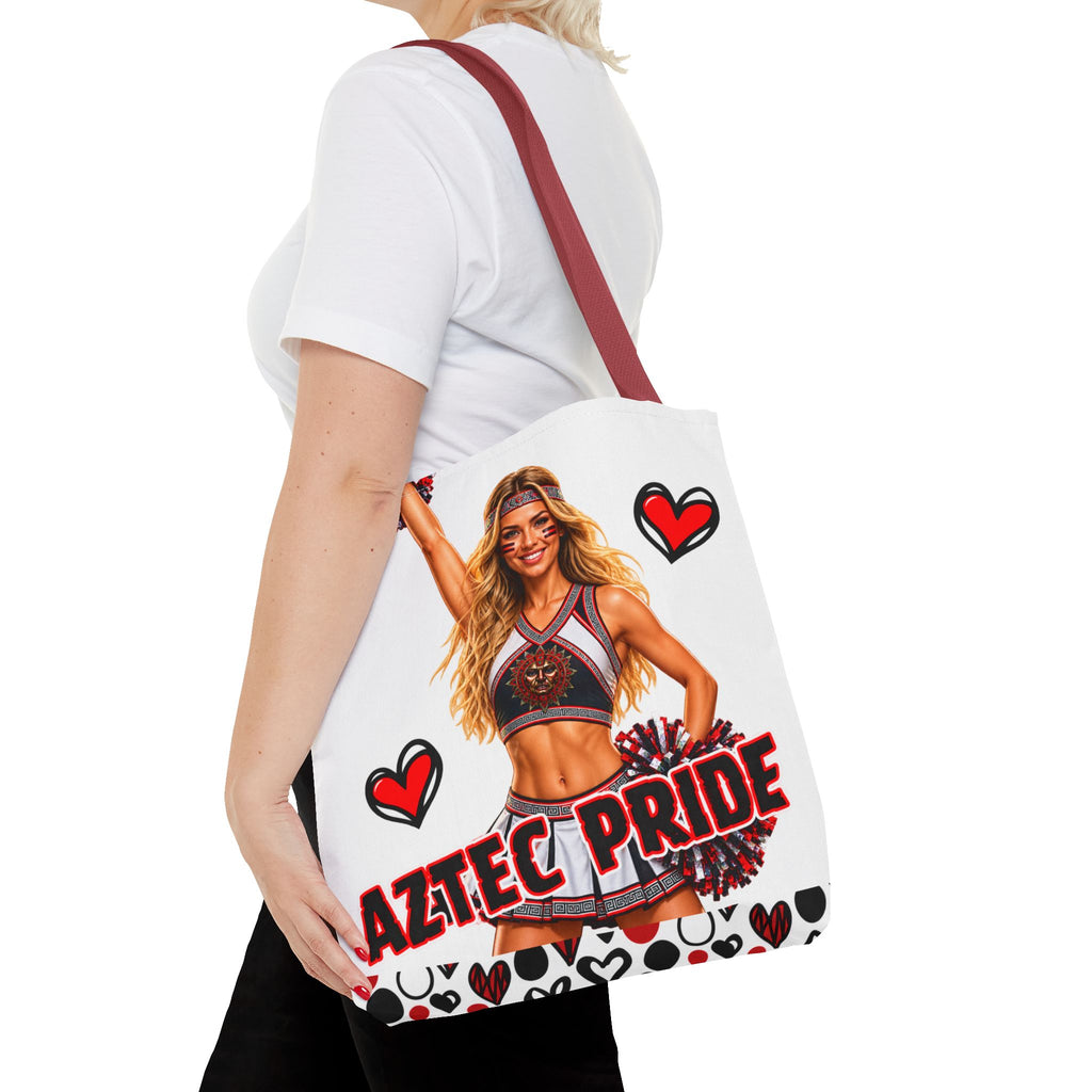 Aztec Cheerleader Warrior Tote Bag | Aztec-Inspired AI Art • Made & Shipped in the USA • 🚚 FREE USA Shipping • FREE Personalization