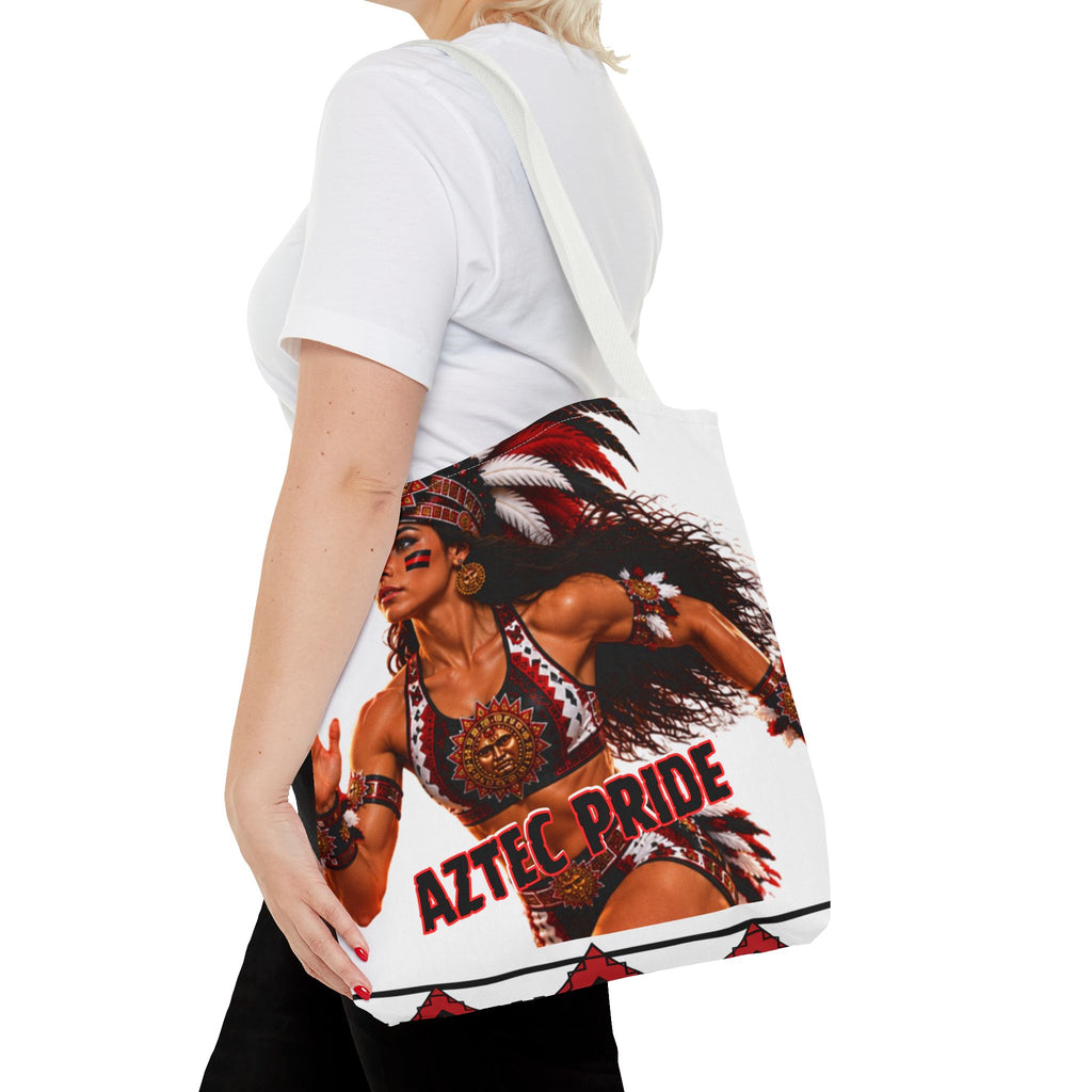 Aztec Track Female Warrior Tote Bag | Aztec-Inspired AI Art • Made & Shipped in the USA • 🚚 FREE USA Shipping • FREE Personalization
