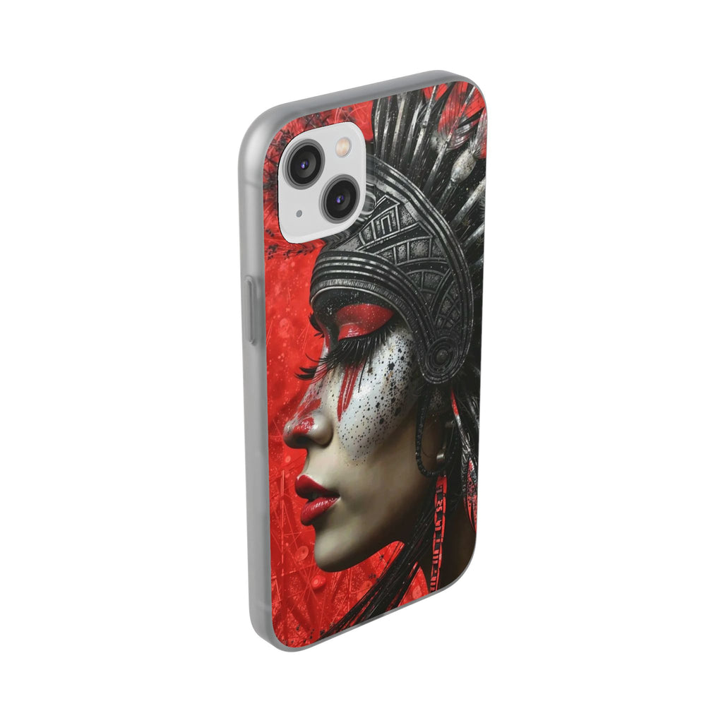 Aztec Fearless Goddess – Flexi Phone Case (iPhone & Samsung • Clear TPU • Made in USA • Personalized Option)