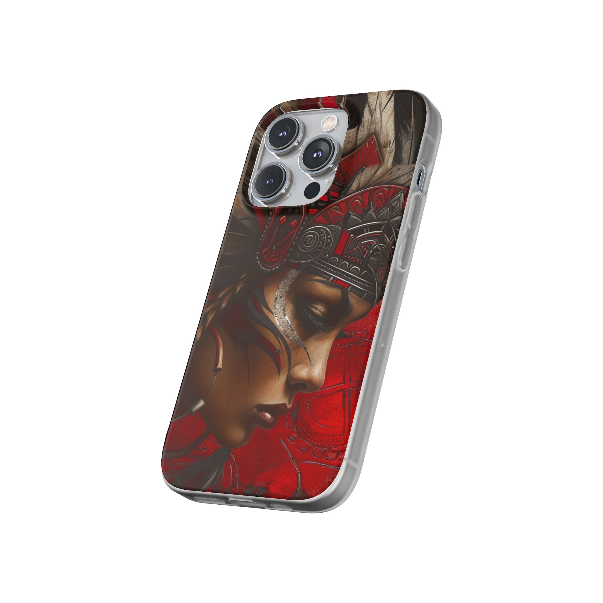 Aztec Sun Goddess – Flexi Phone Case (iPhone & Samsung • Clear TPU • Made in USA • Personalized Option)