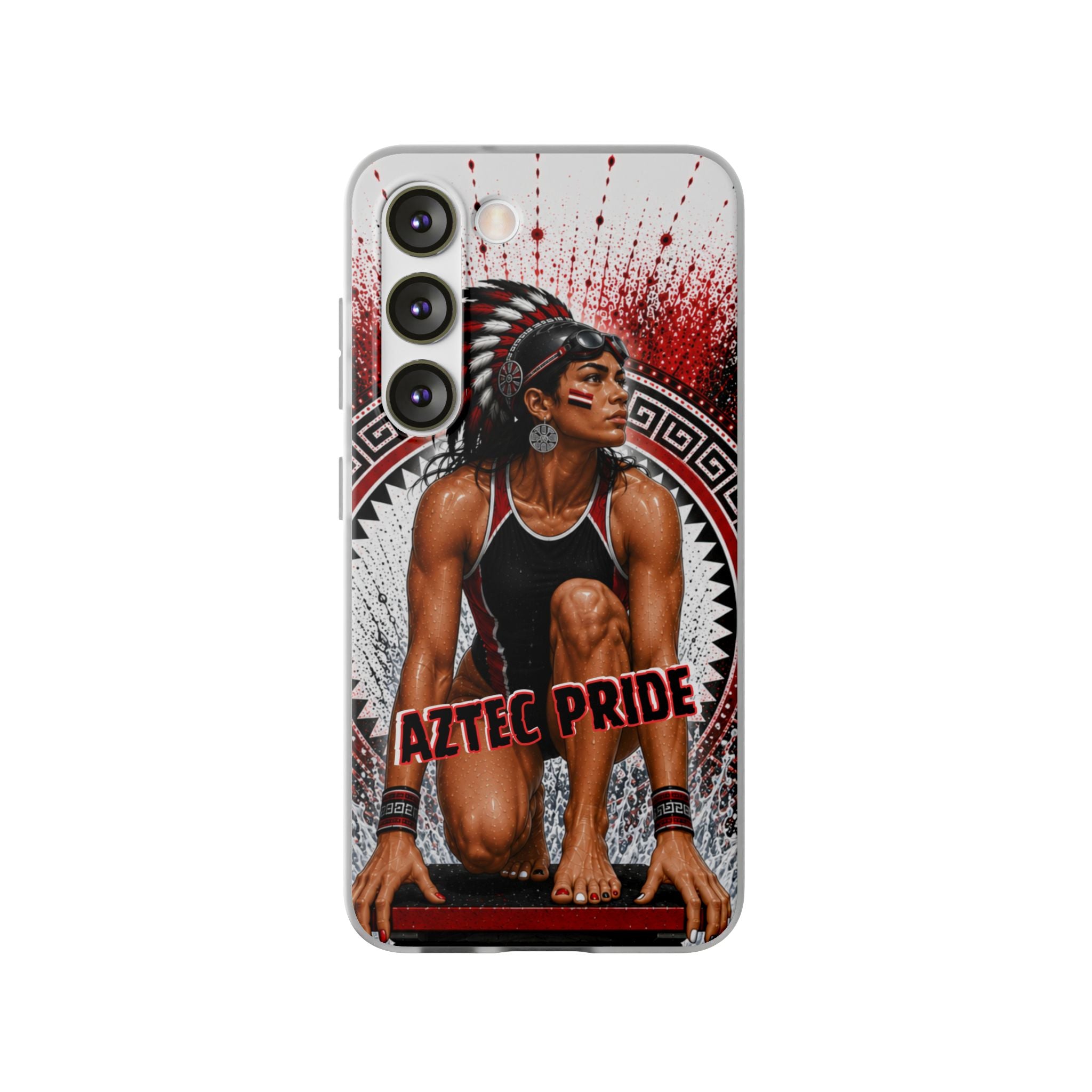 Aztec Swim & Dive Warrior – Flexi Phone Case (iPhone & Samsung • Clear TPU • Made & Shipped in the USA • 🚚 FREE USA Shipping • Personalized Option)