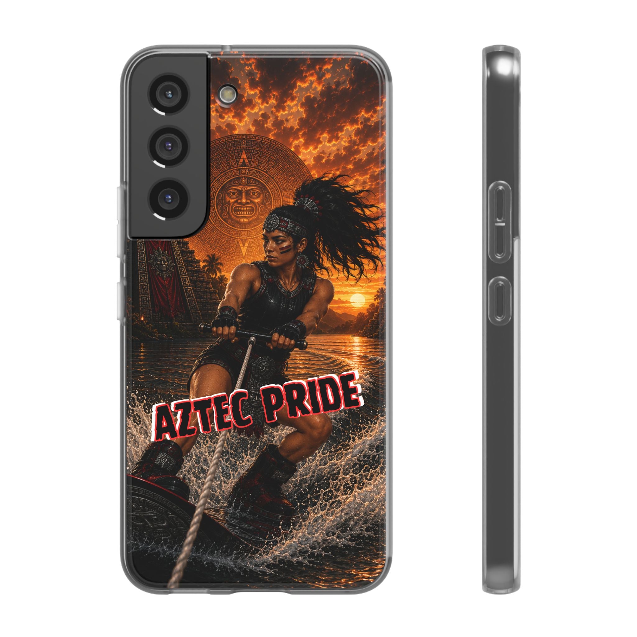 Aztec Wakeboard Female Warrior – Flexi Phone Case (iPhone & Samsung • Clear TPU • Made & Shipped in the USA • 🚚 FREE USA Shipping • Personalized Option)