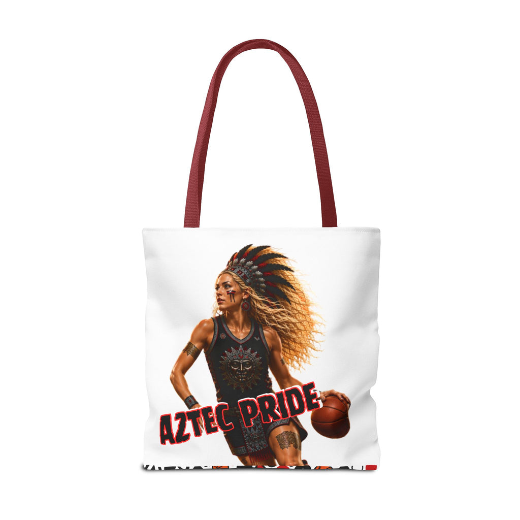 Aztec Basketball Female Warrior Tote Bag | Aztec-Inspired AI Art • Made & Shipped in the USA • 🚚 FREE USA Shipping • FREE Personalization