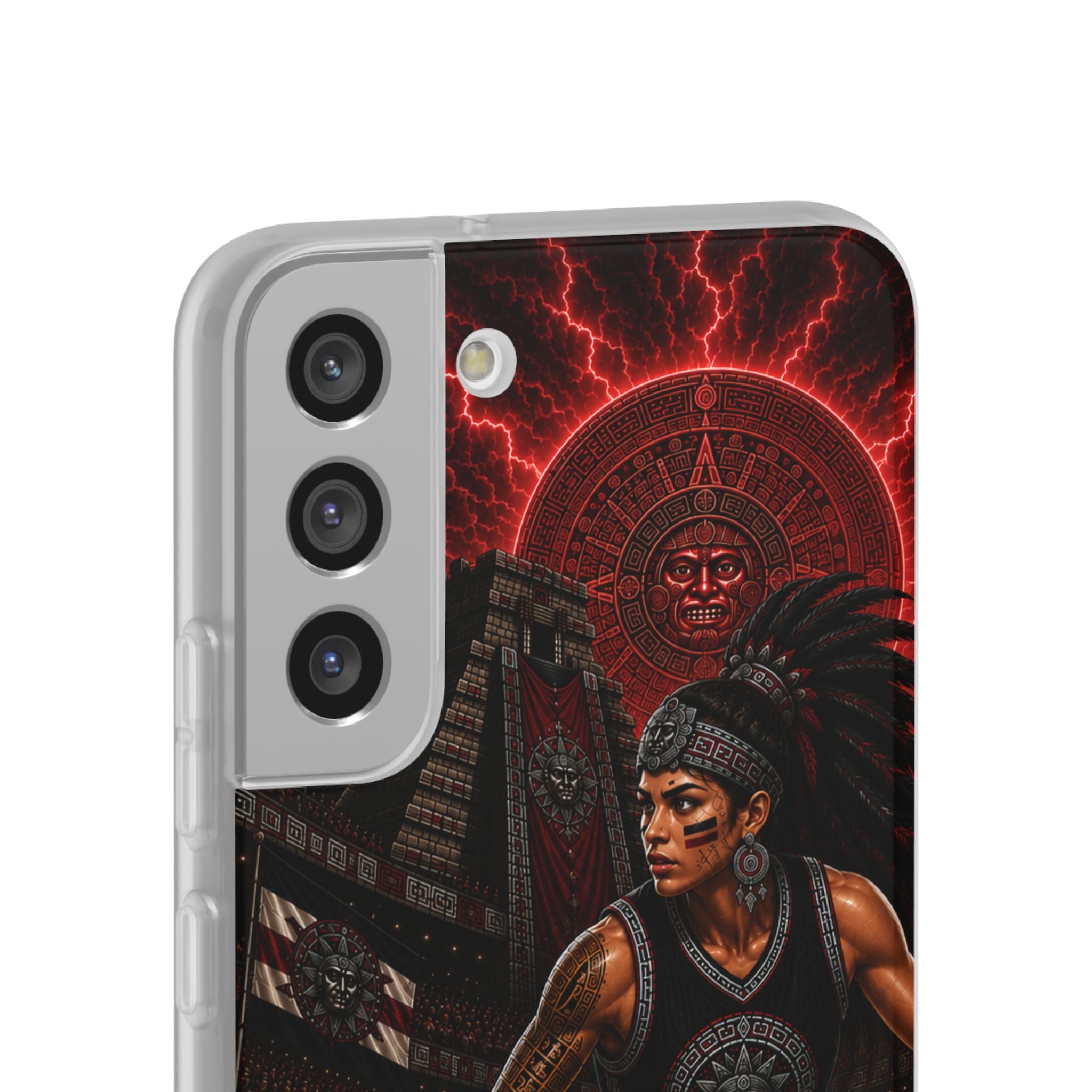 Aztec Basketball Female Warrior – Flexi Phone Case (iPhone & Samsung • Clear TPU • Made & Shipped in the USA • 🚚 FREE USA Shipping • Personalized Option)