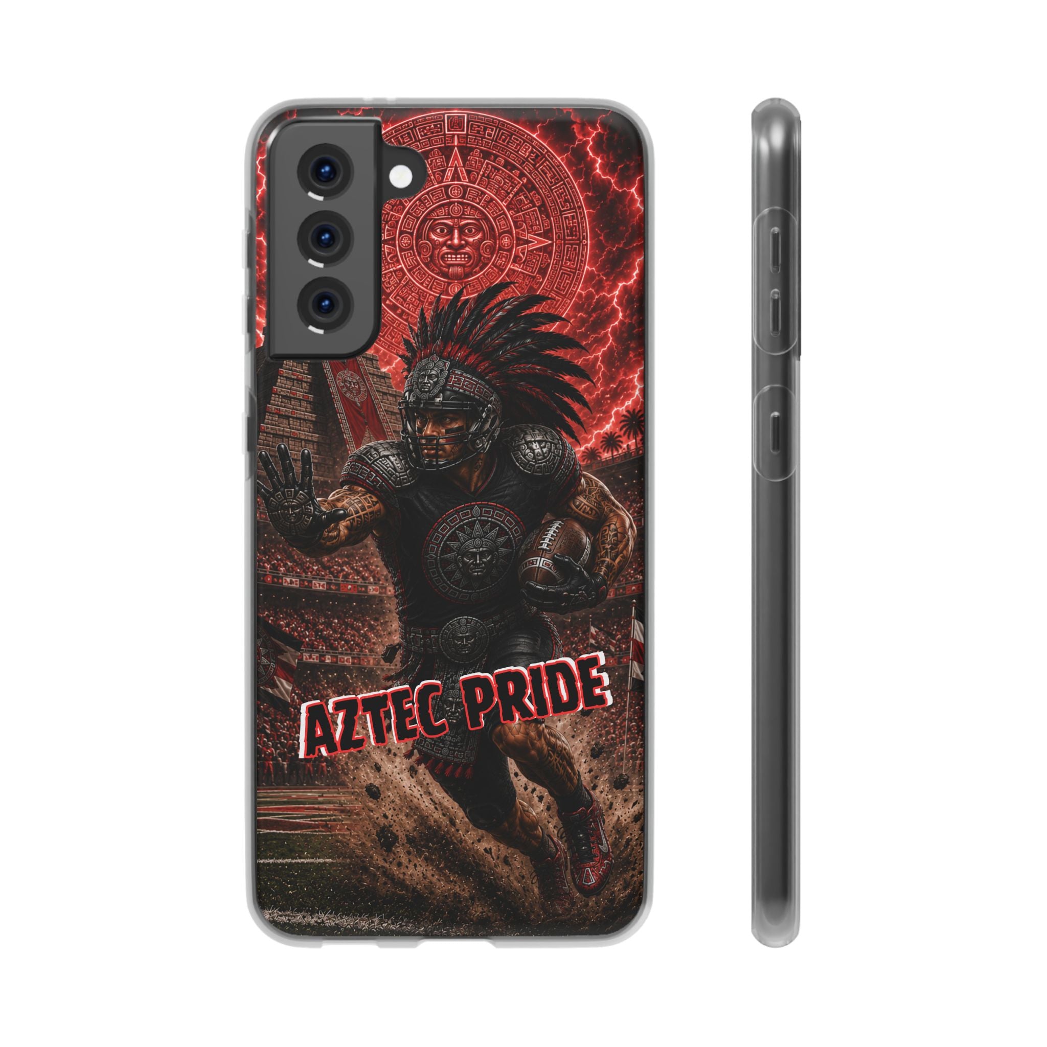 Aztec Football Warrior – Flexi Phone Case (iPhone & Samsung • Clear TPU • Made in USA • Personalized Option)
