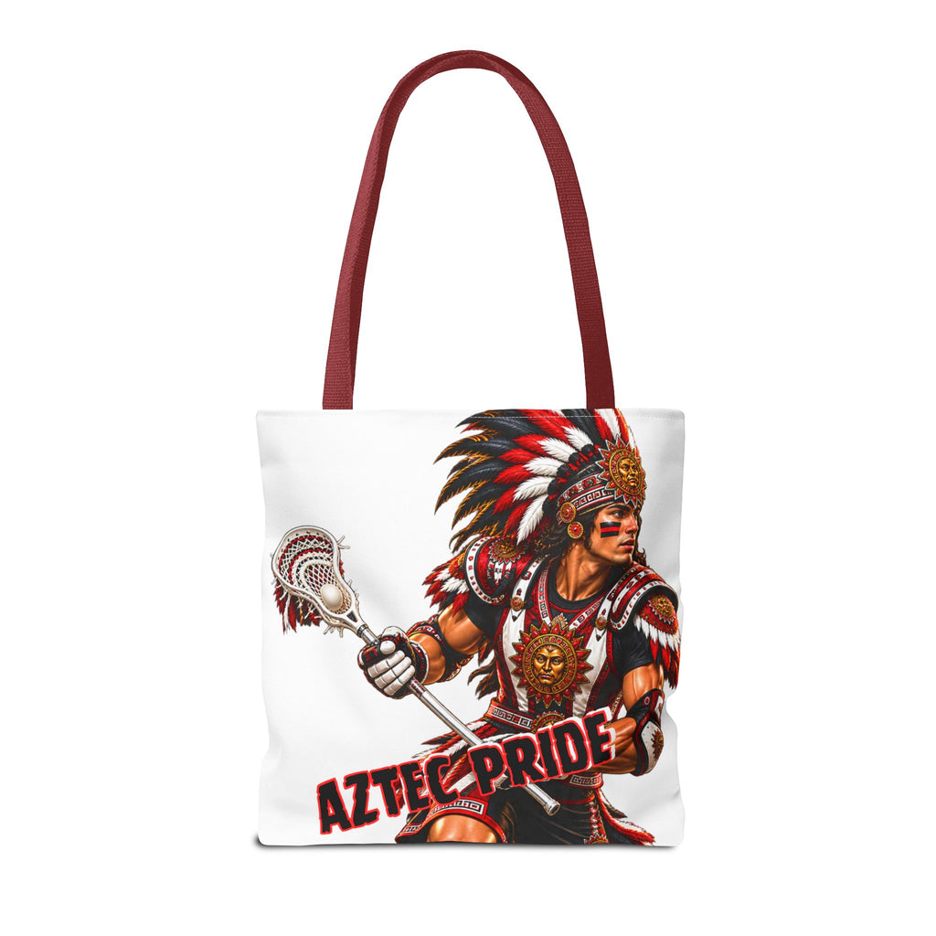 Aztec Lacrosse Male Warrior Tote Bag | Aztec-Inspired AI Art • Made & Shipped in the USA • 🚚 FREE USA Shipping • FREE Personalization