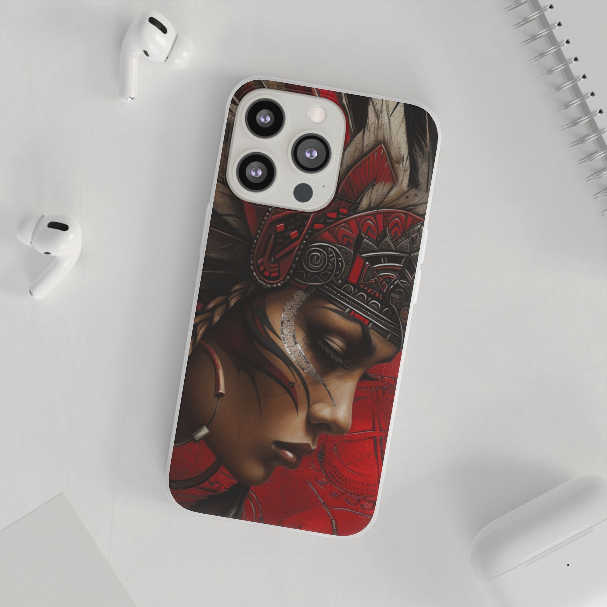 Aztec Sun Goddess – Flexi Phone Case (iPhone & Samsung • Clear TPU • Made in USA • Personalized Option)