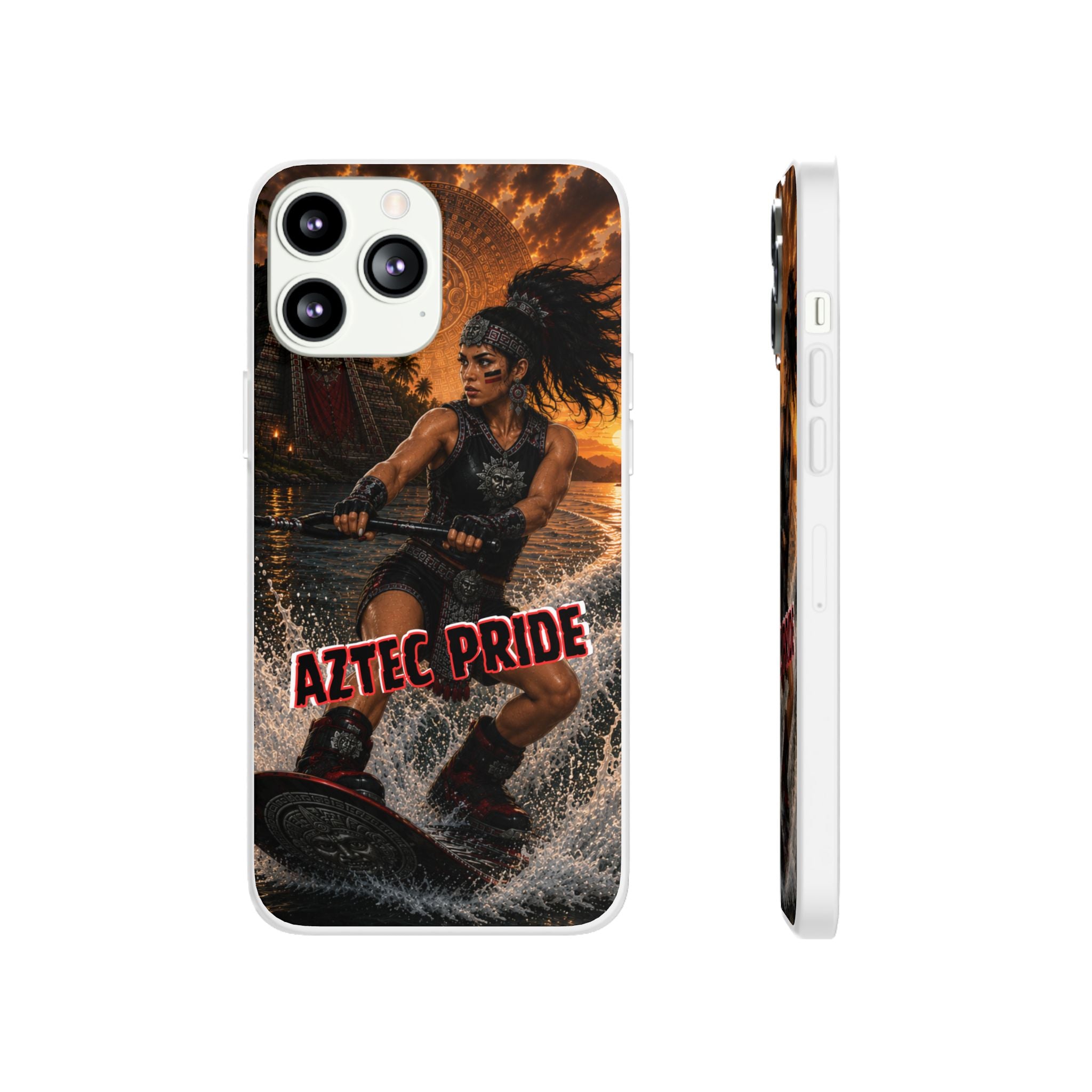 Aztec Wakeboard Female Warrior – Flexi Phone Case (iPhone & Samsung • Clear TPU • Made & Shipped in the USA • 🚚 FREE USA Shipping • Personalized Option)