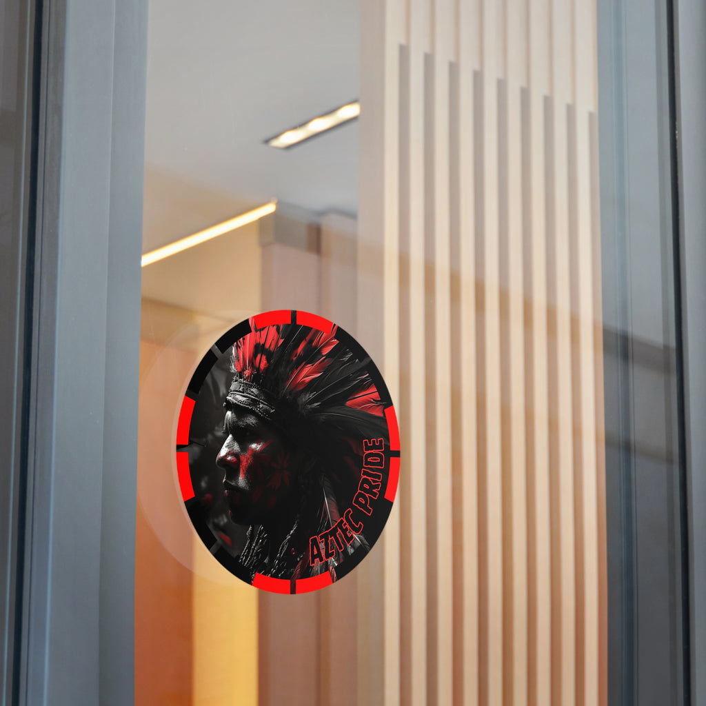 Aztec Jaguar Warrior Round Vinyl Sticker – Waterproof Matte Decal (2”–6”)