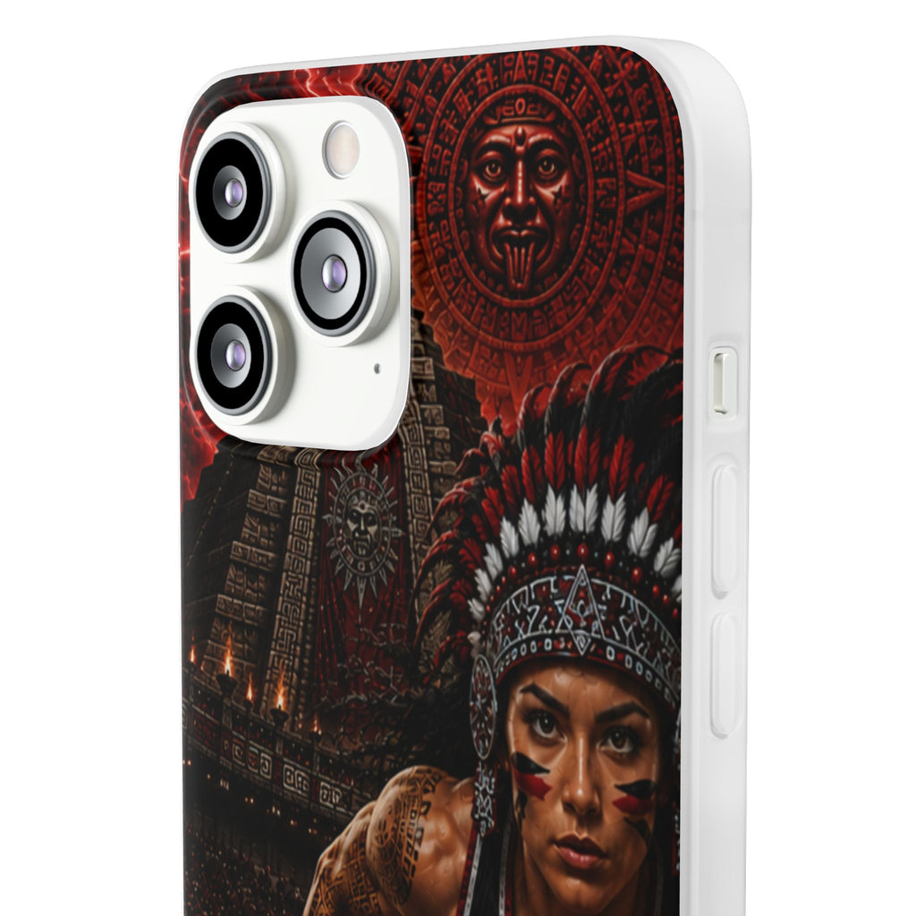 Aztec Track & Field Female Warrior – Flexi Phone Case (iPhone & Samsung • Clear TPU • Made & Shipped in the USA • 🚚 FREE USA Shipping • Personalized Option)
