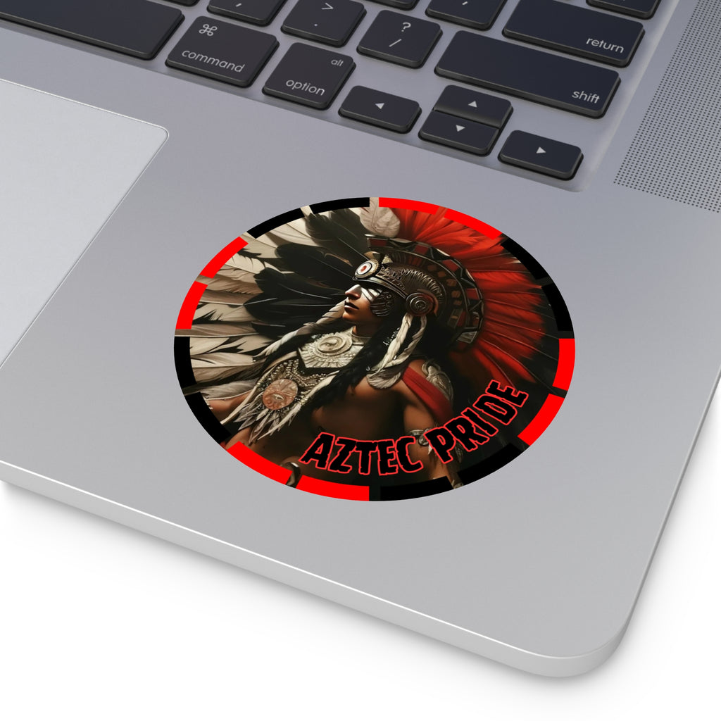 Aztec Fierce Warrior Round Vinyl Sticker – Waterproof Matte Decal (2”–6”)