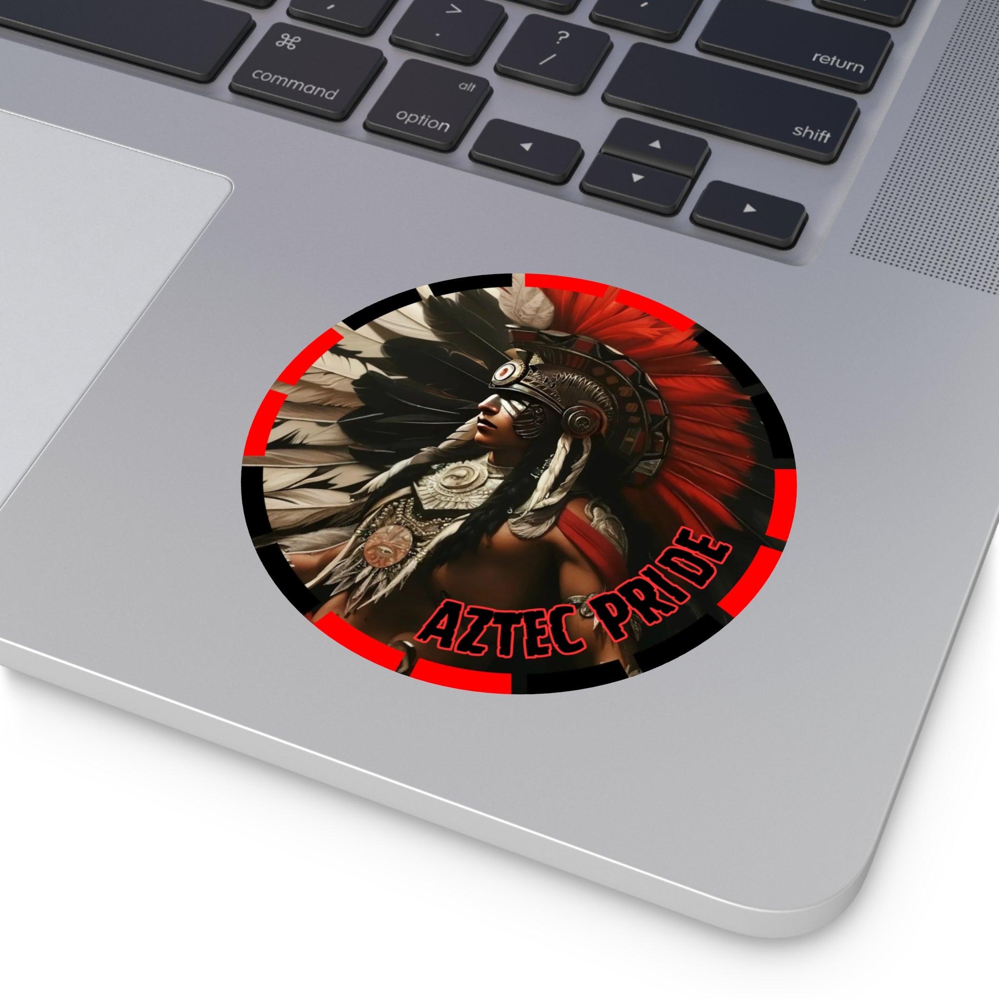 Aztec Fierce Warrior Round Vinyl Sticker – Waterproof Matte Decal (2”–6”)