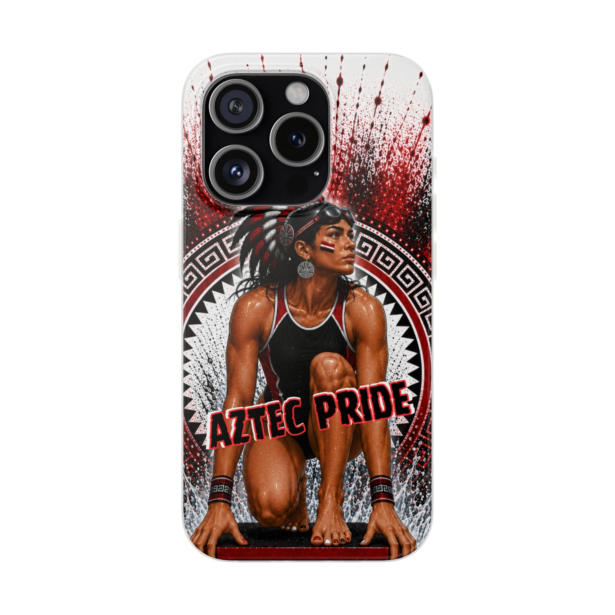 Aztec Swim & Dive Warrior – Flexi Phone Case (iPhone & Samsung • Clear TPU • Made & Shipped in the USA • 🚚 FREE USA Shipping • Personalized Option)