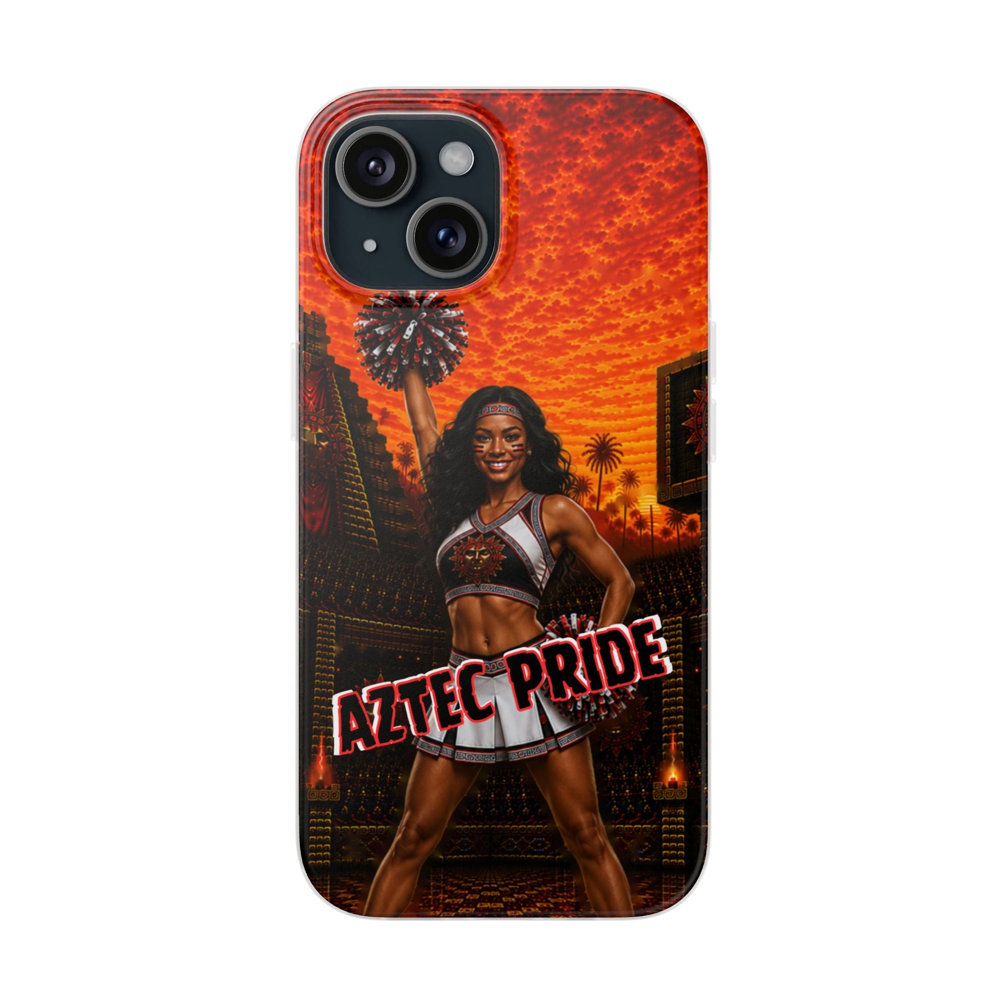 Aztec Cheerleader Warrior – Flexi Phone Case (iPhone & Samsung • Clear TPU • Made & Shipped in the USA • 🚚 FREE USA Shipping • Personalized Option)