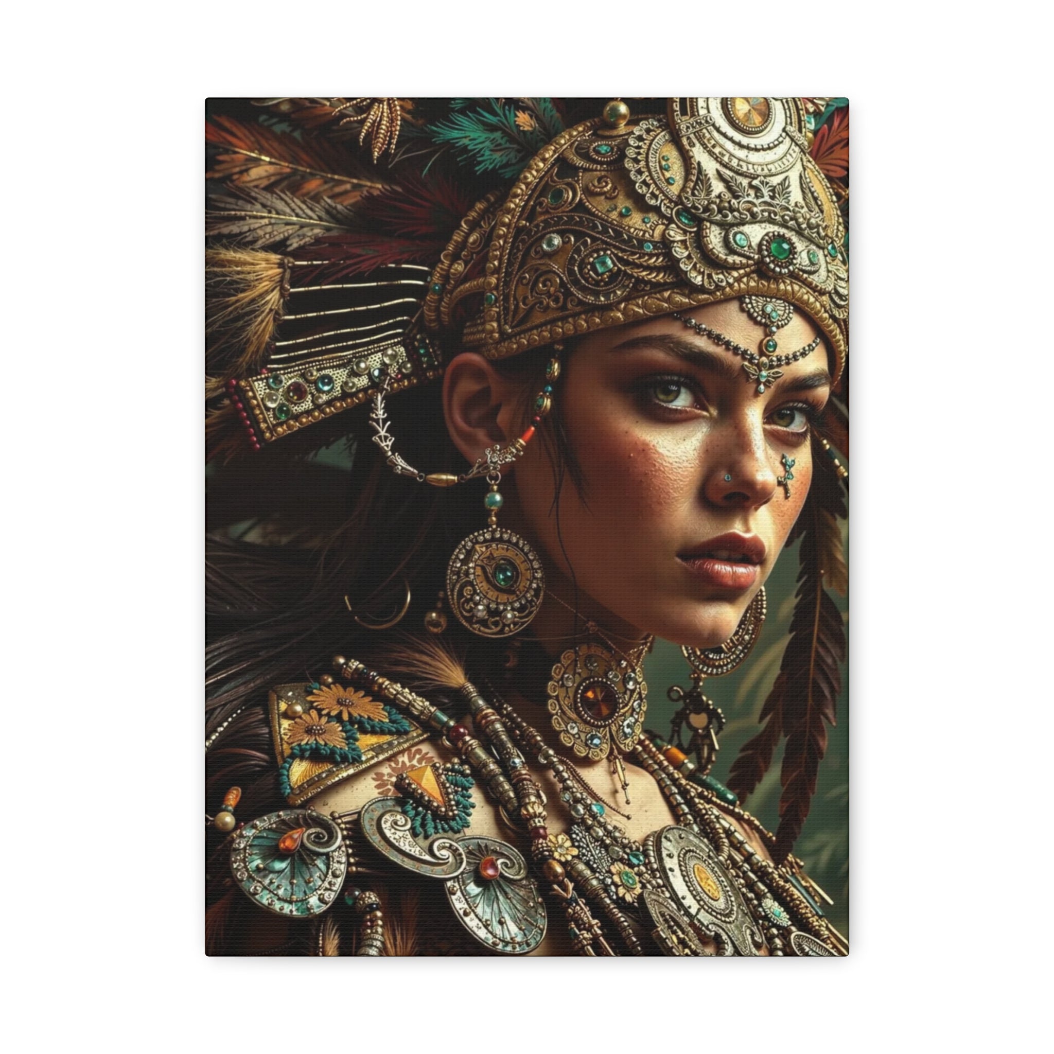 Aztec Warrior Goddess – Bold Aztec Wall Art Canvas