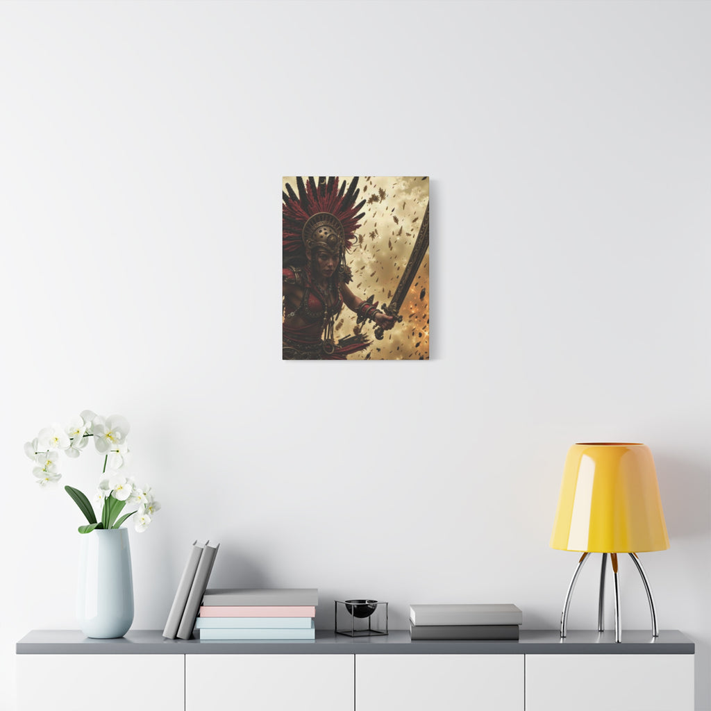 Aztec Bloodwar Queen – Bold Aztec Wall Art Canvas