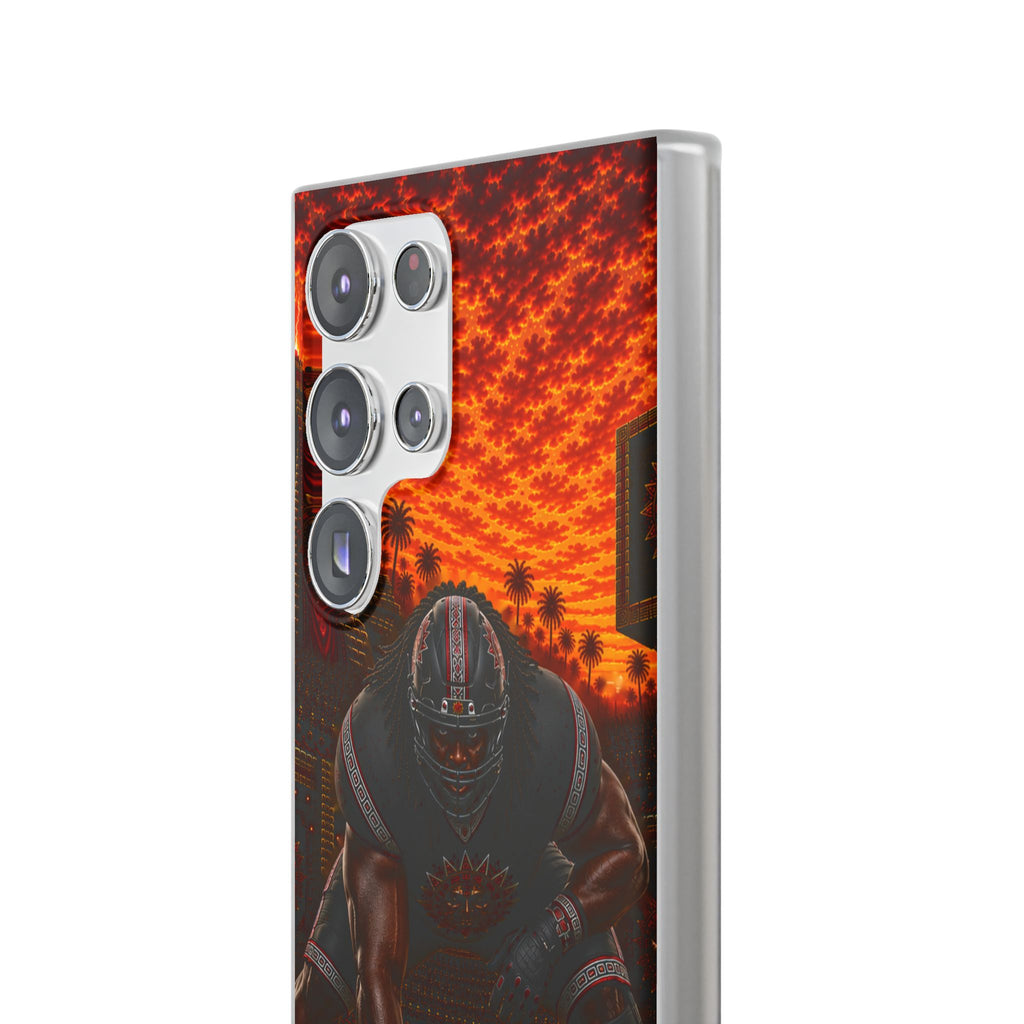 Aztec Football Warrior – Flexi Phone Case (iPhone & Samsung • Clear TPU • Made & Shipped in the USA • 🚚 FREE USA Shipping • Personalized Option)