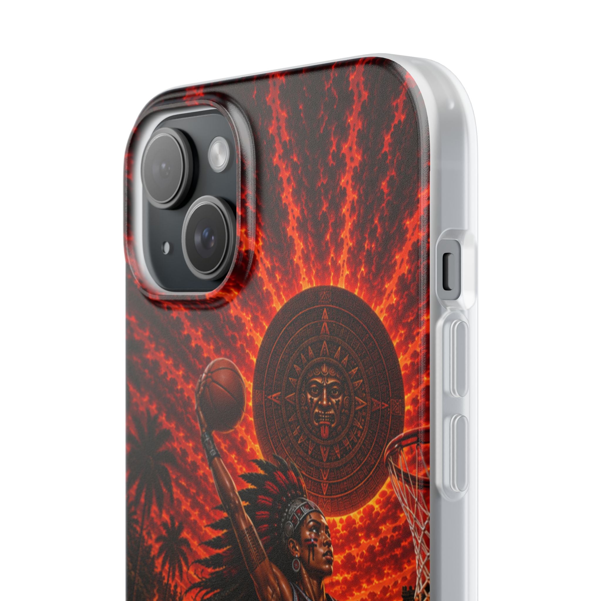 Aztec Basketball Female Warrior – Flexi Phone Case (iPhone & Samsung • Clear TPU • Made & Shipped in the USA • 🚚 FREE USA Shipping • Personalized Option)