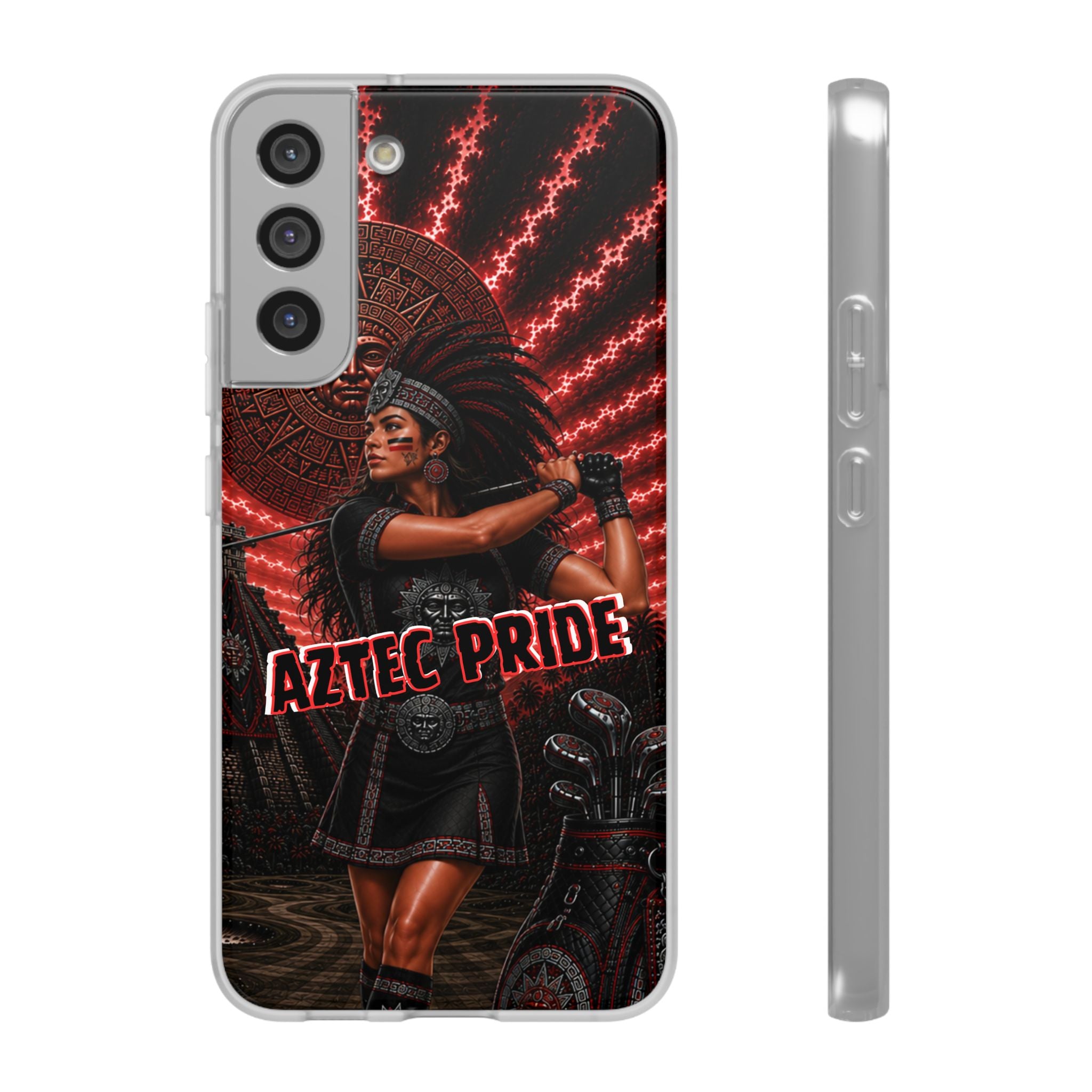 Aztec Golf Female Warrior – Flexi Phone Case (iPhone & Samsung • Clear TPU • Made & Shipped in the USA • 🚚 FREE USA Shipping • Personalized Option)