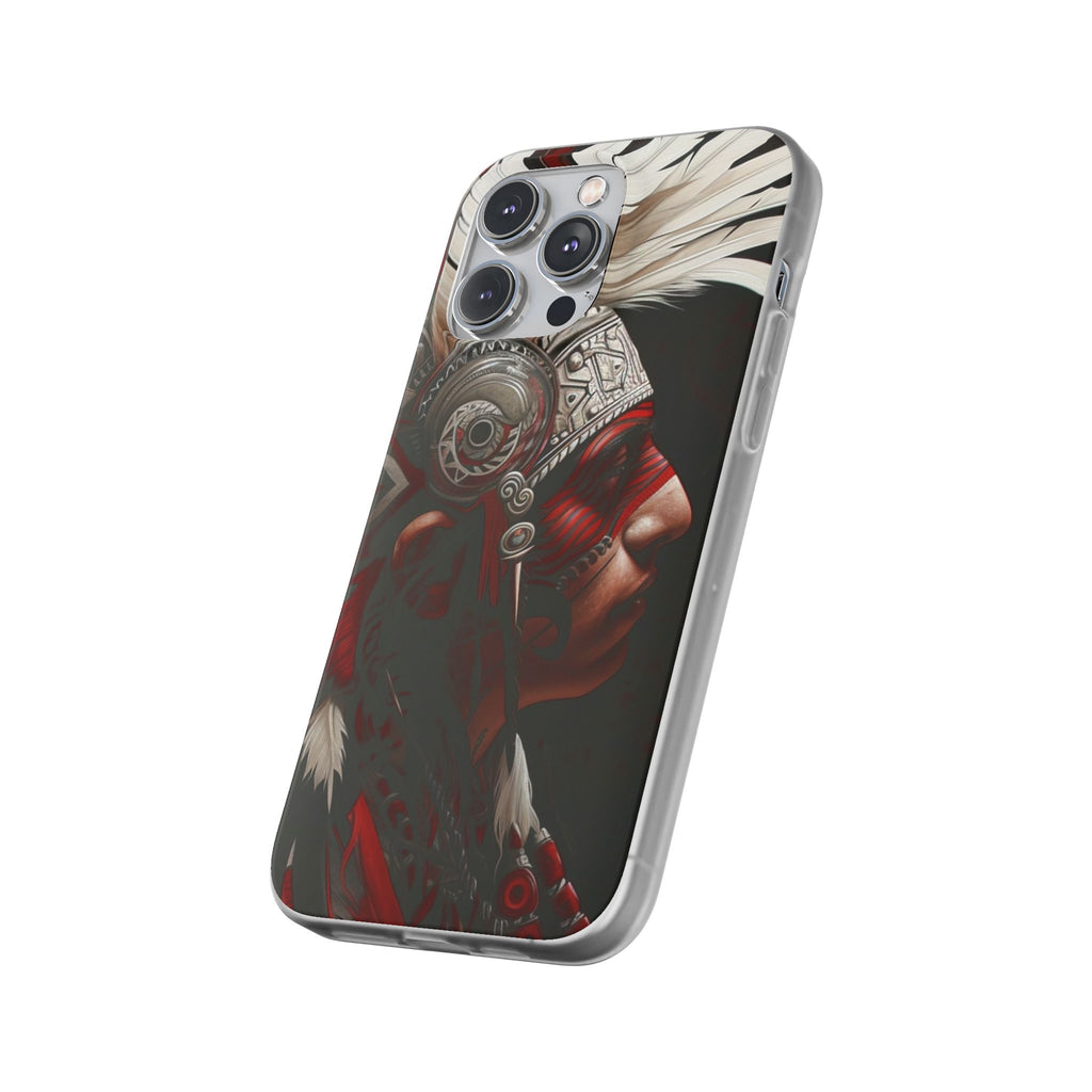 Aztec Warrior King – Flexi Phone Case (iPhone & Samsung • Clear TPU • Made in USA • Personalized Option)