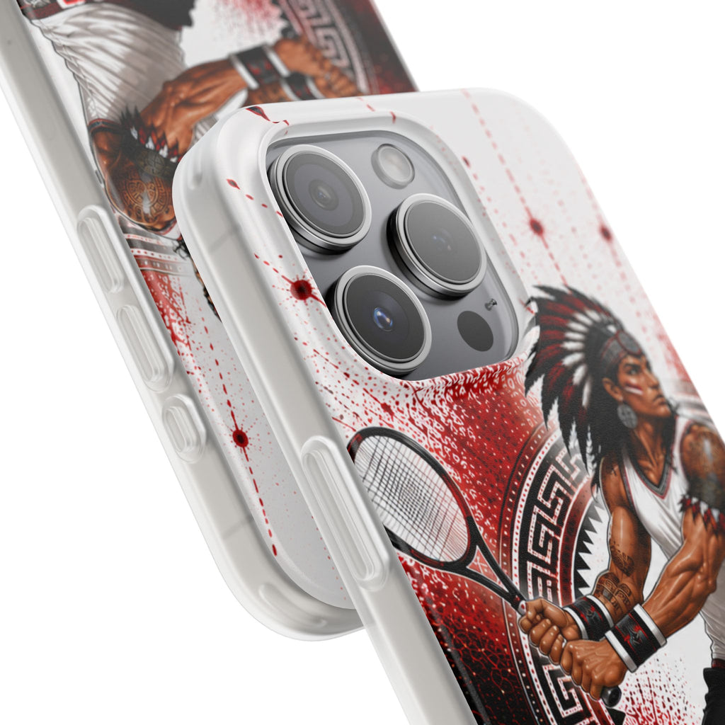Aztec Tennis Male Warrior – Flexi Phone Case (iPhone & Samsung • Clear TPU • Made & Shipped in the USA • 🚚 FREE USA Shipping • Personalized Option)