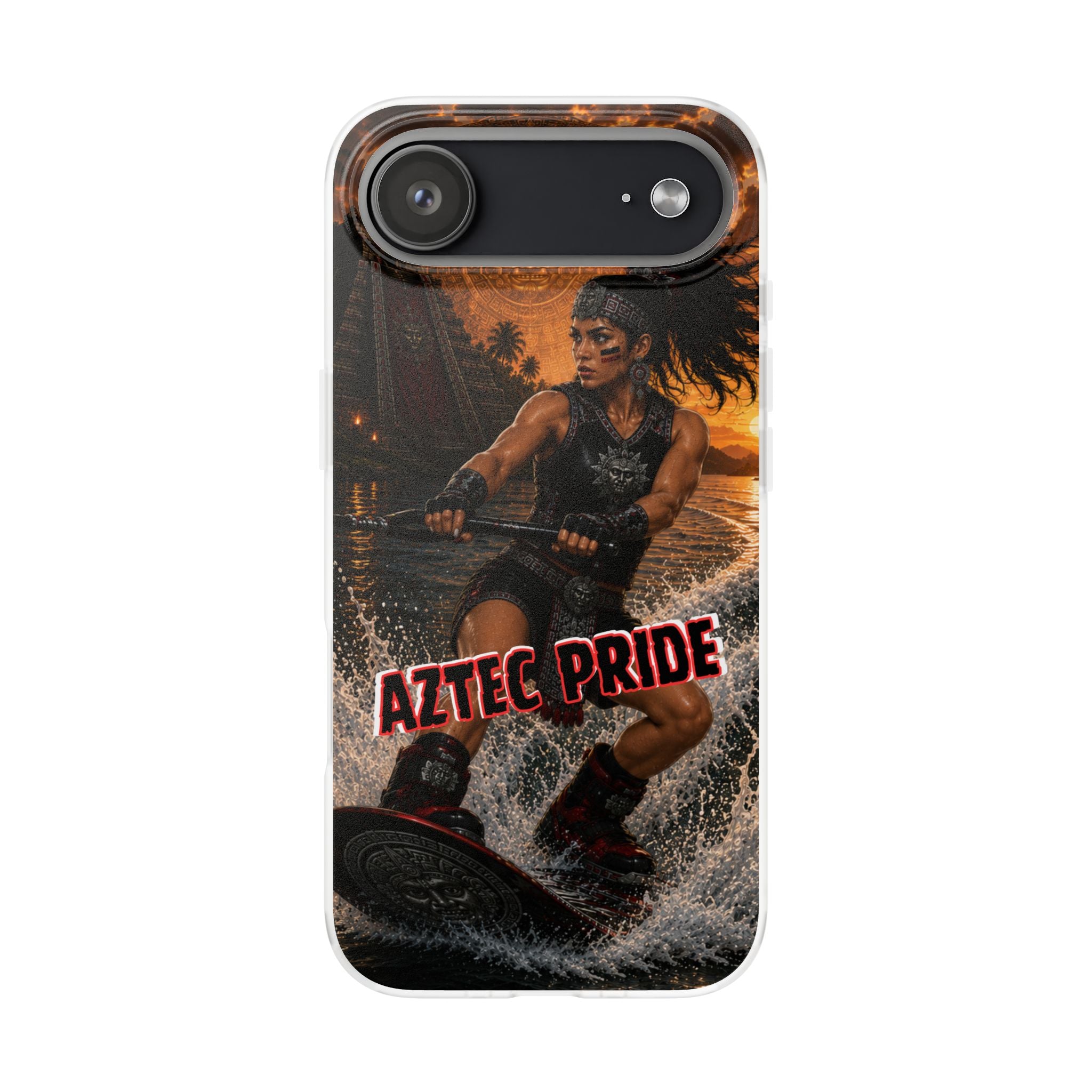 Aztec Wakeboard Female Warrior – Flexi Phone Case (iPhone & Samsung • Clear TPU • Made & Shipped in the USA • 🚚 FREE USA Shipping • Personalized Option)