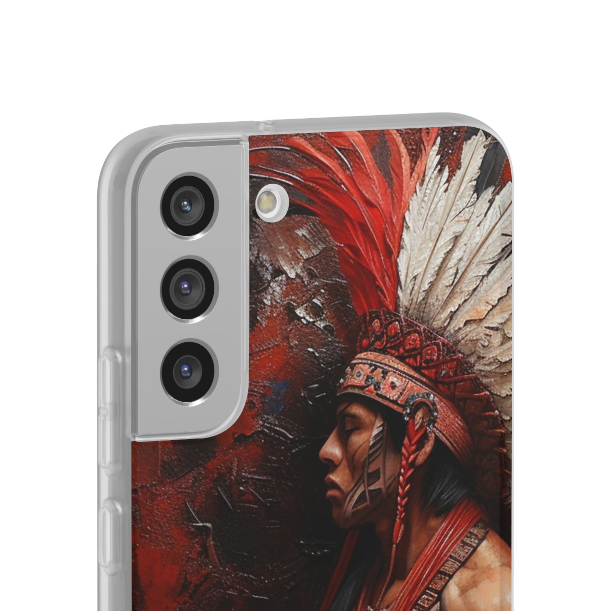 Aztec Noble Warrior – Flexi Phone Case (iPhone & Samsung • Clear TPU • Made in USA • Personalized Option)