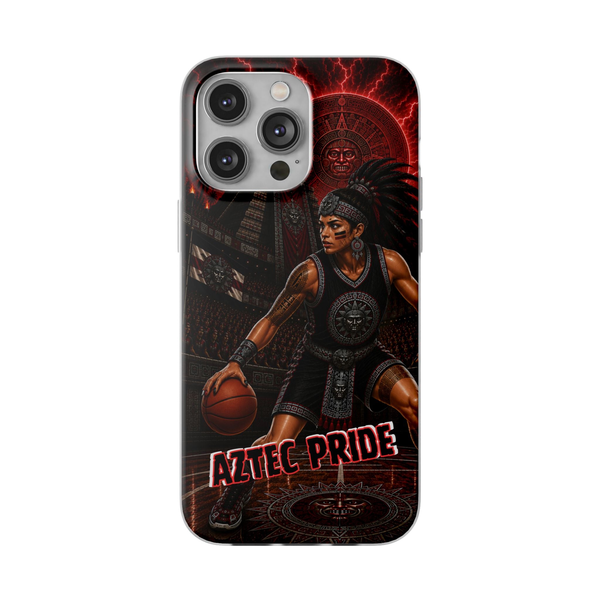 Aztec Basketball Female Warrior – Flexi Phone Case (iPhone & Samsung • Clear TPU • Made & Shipped in the USA • 🚚 FREE USA Shipping • Personalized Option)