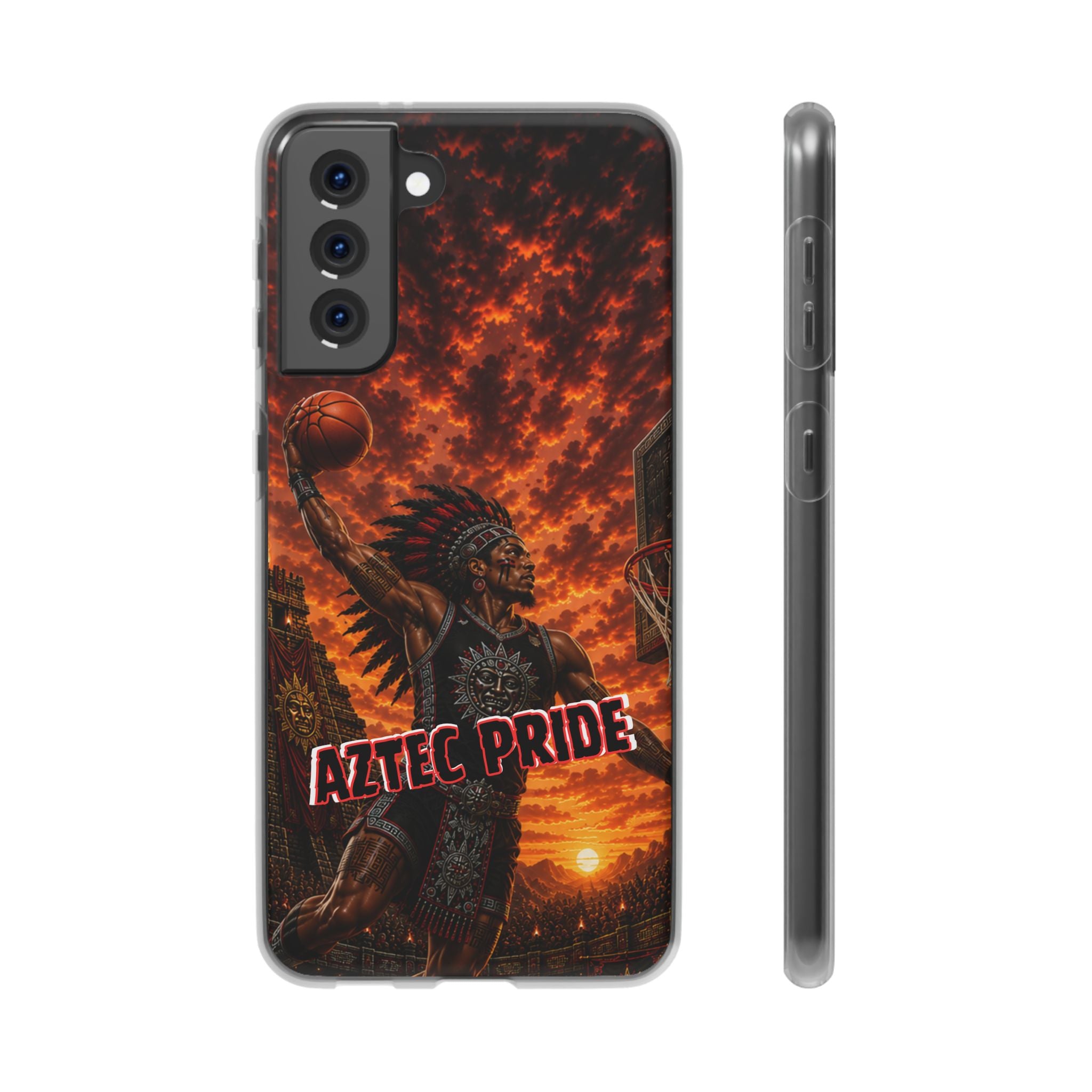 Aztec Basketball Male Warrior – Flexi Phone Case (iPhone & Samsung • Clear TPU • Made & Shipped in the USA • 🚚 FREE USA Shipping • Personalized Option)