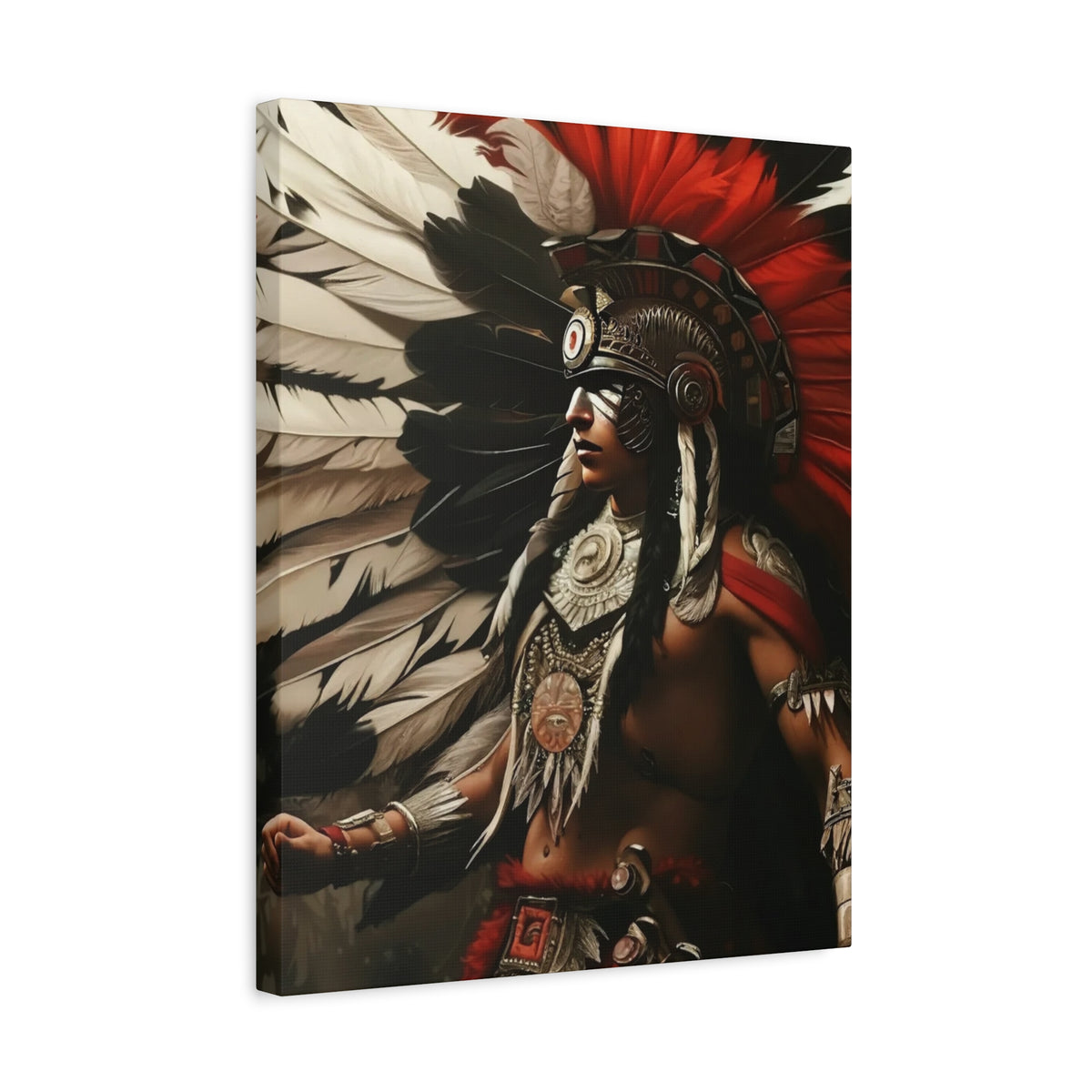 Aztec Fierce Warrior – Bold Aztec Wall Art Canvas